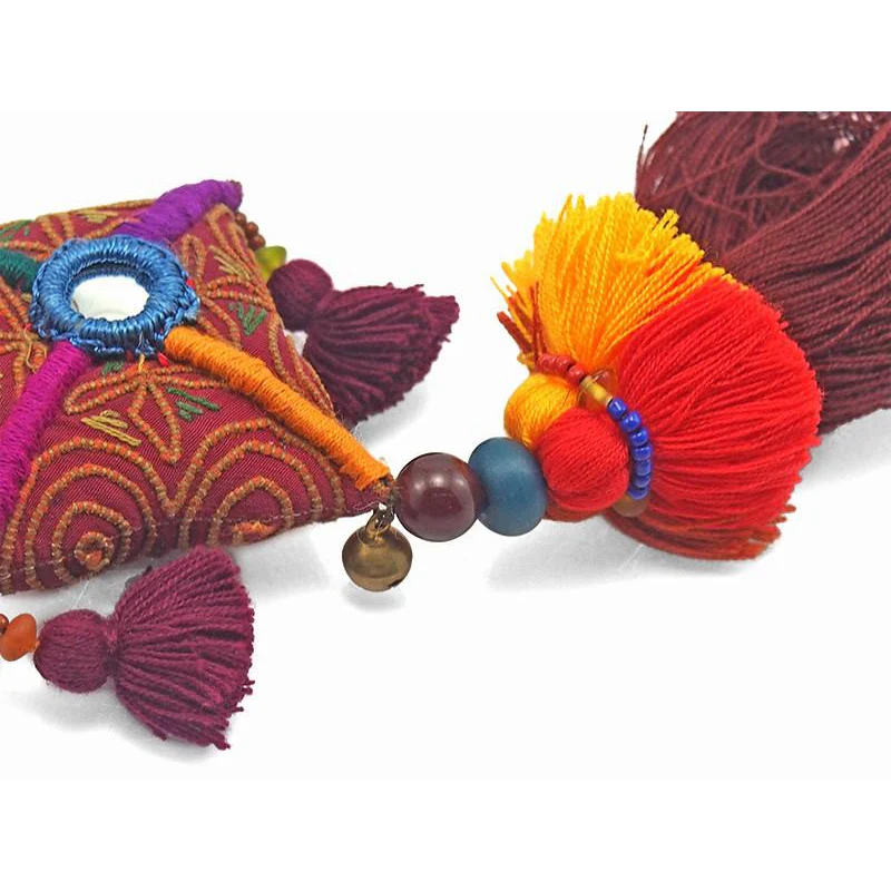 Hilltribe Embroidery Tassel Keychain, A - Image 3