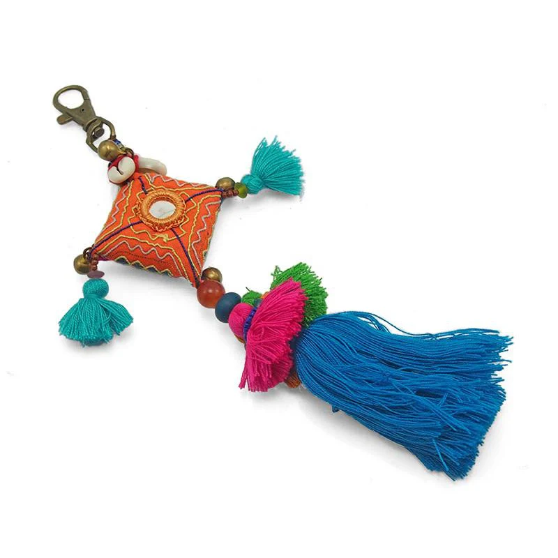 Hilltribe Embroidery Tassel Keychain, B - Image 4