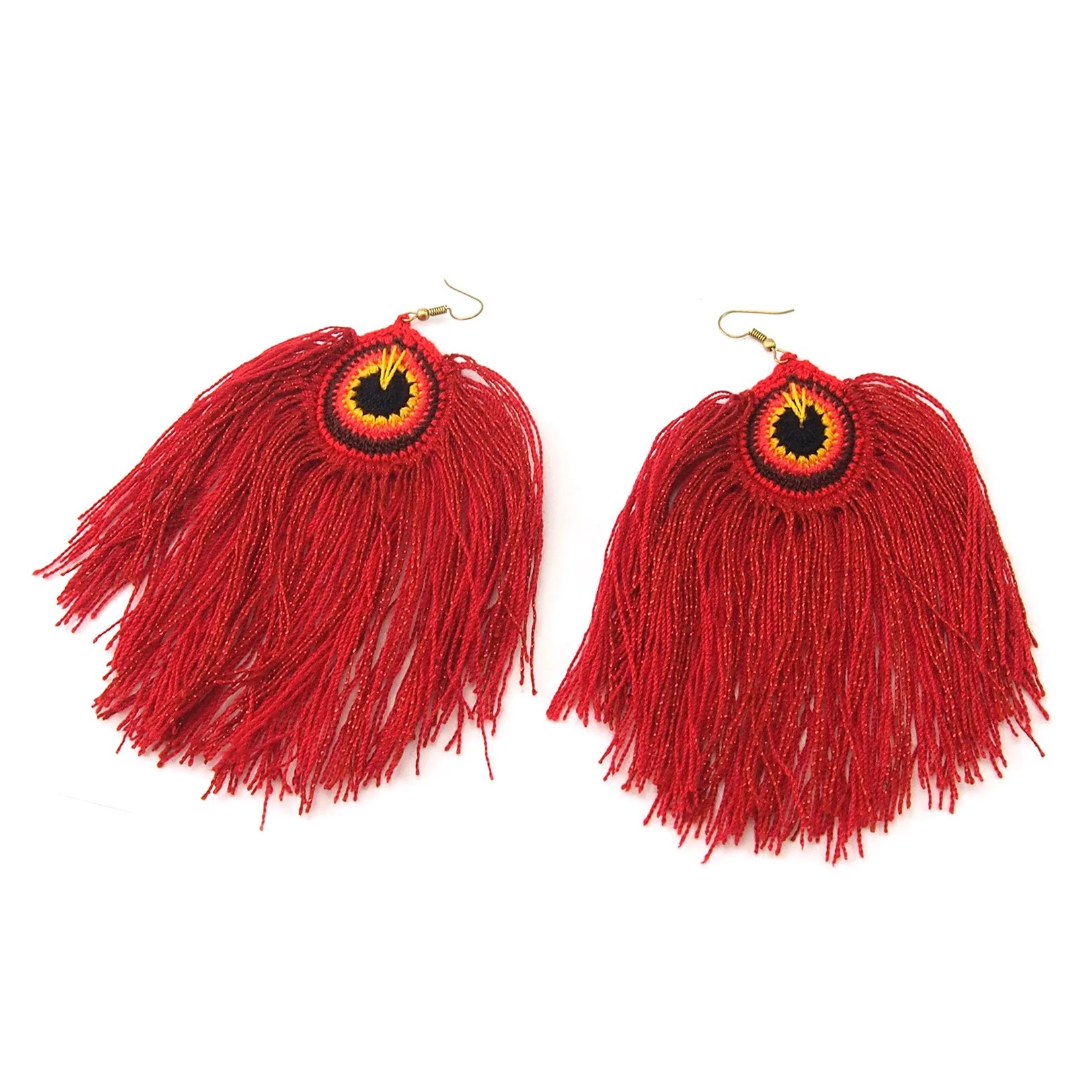 Hilltribe Peacock Style Tassel Earrings - Image 2
