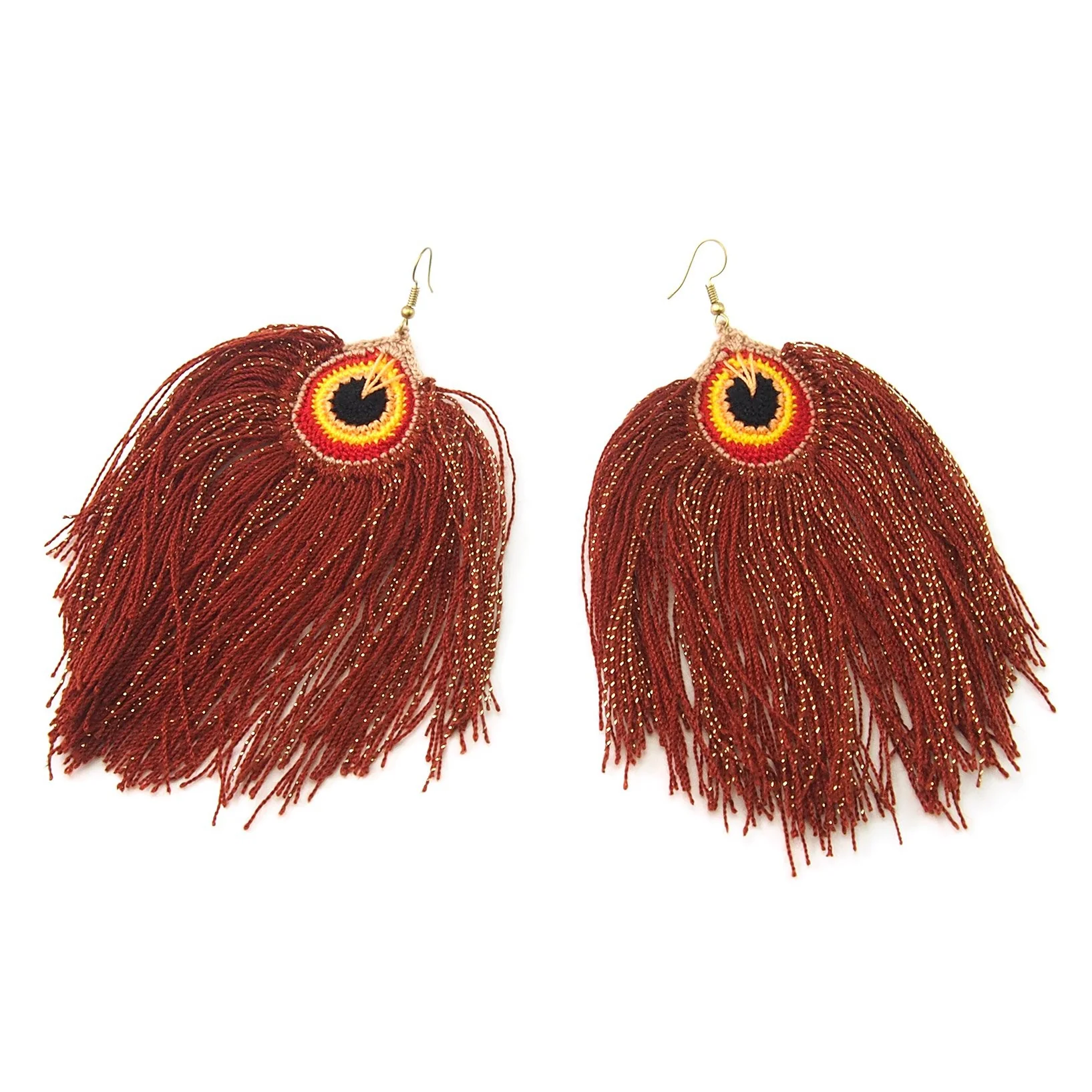 Hilltribe Peacock Style Tassel Earrings - Image 4