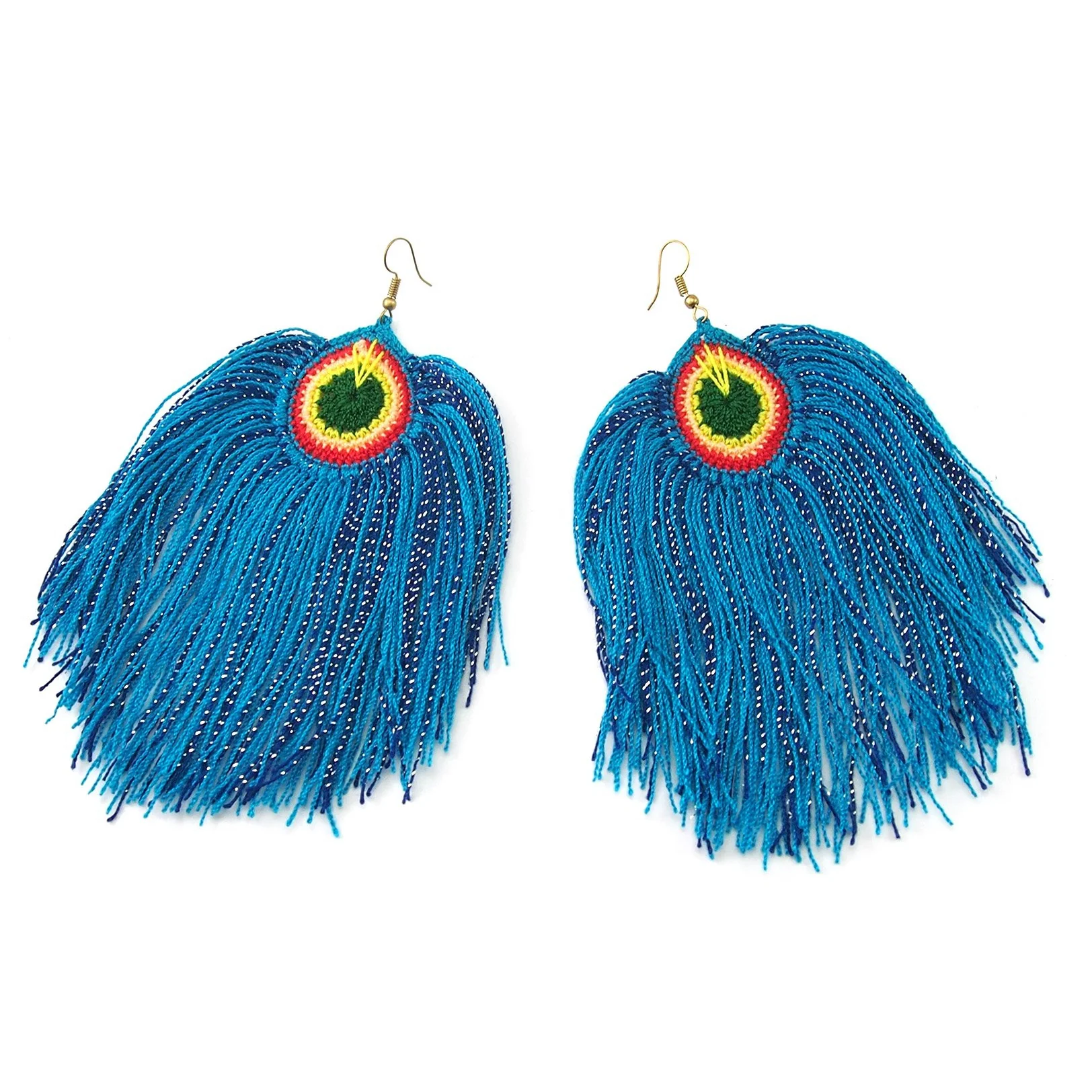 Hilltribe Peacock Style Tassel Earrings - Image 5