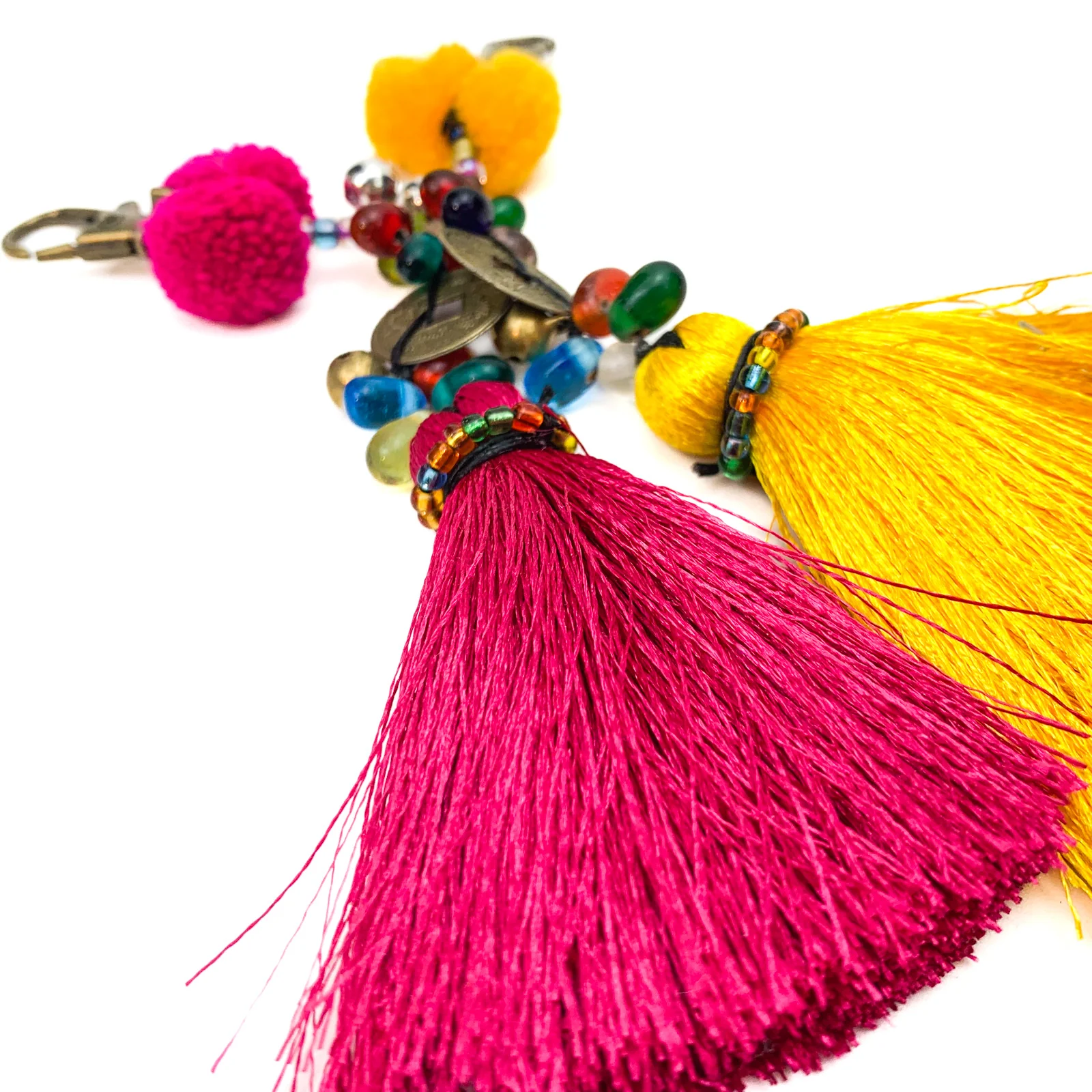 Hilltribe Tassel, Coin & Bells Keychain - Image 2