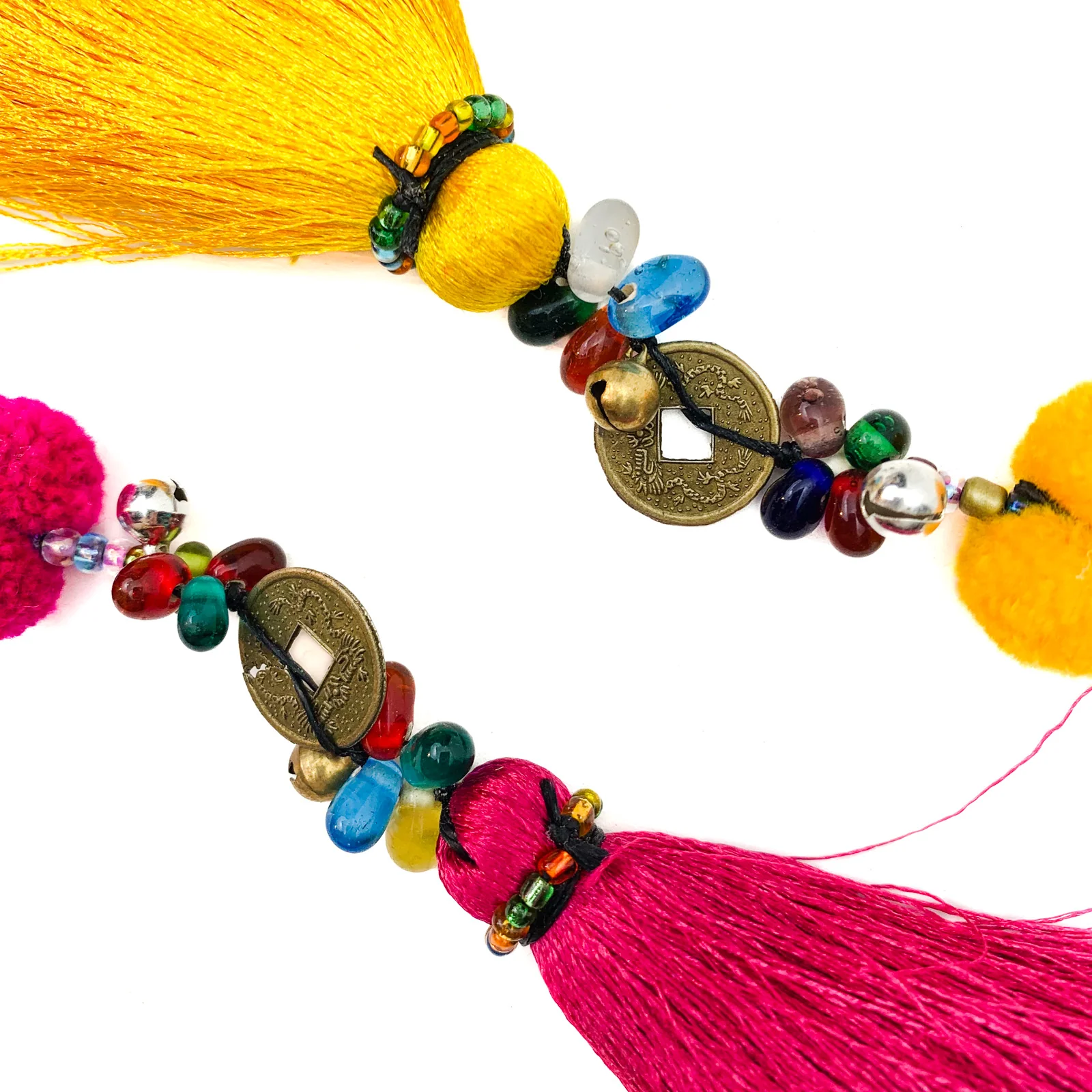 Hilltribe Tassel, Coin & Bells Keychain - Image 5