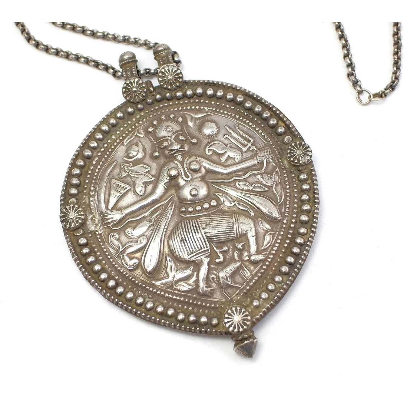 Hindu Goddess Antique High Silver Content Pendant Large Size 2 - Image 2