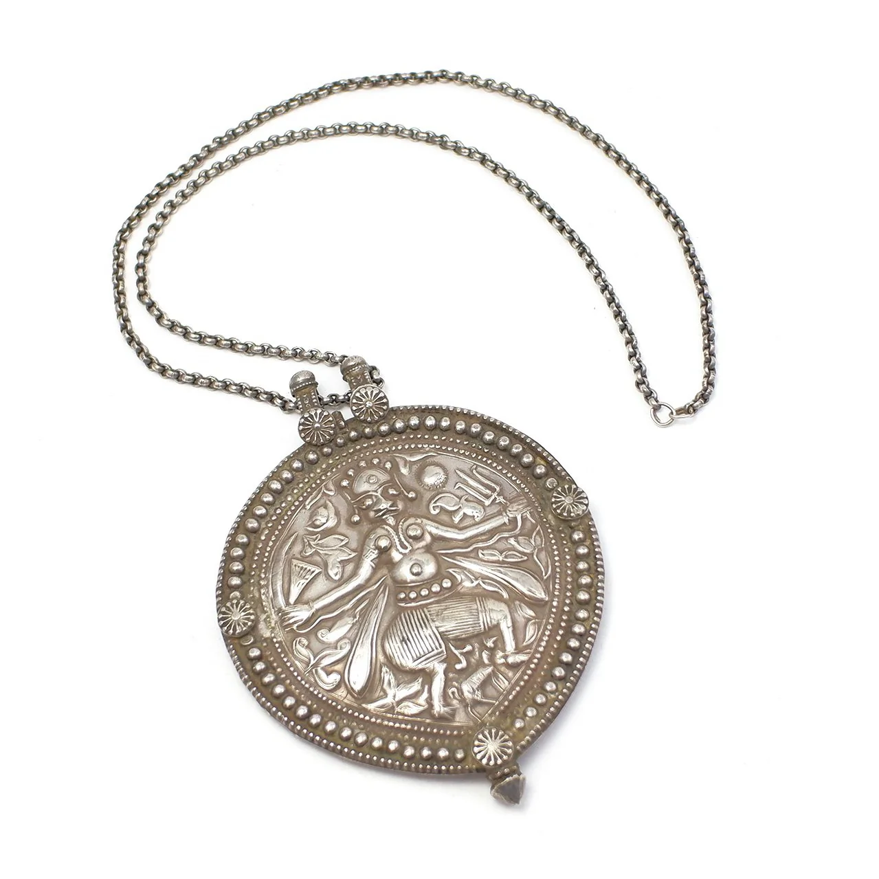 Hindu Goddess Antique High Silver Content Pendant Large Size 2 - Image 3