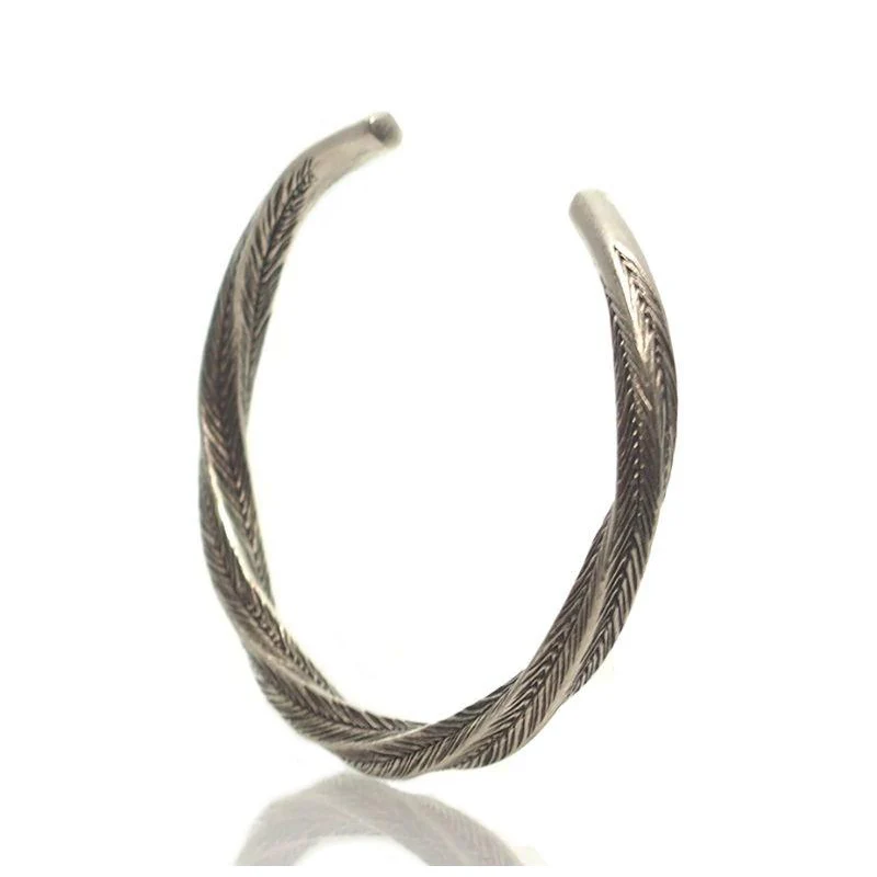 Hmong 95% Pure Silver Hand Finished Cuff Bracelet -1 - Image 3