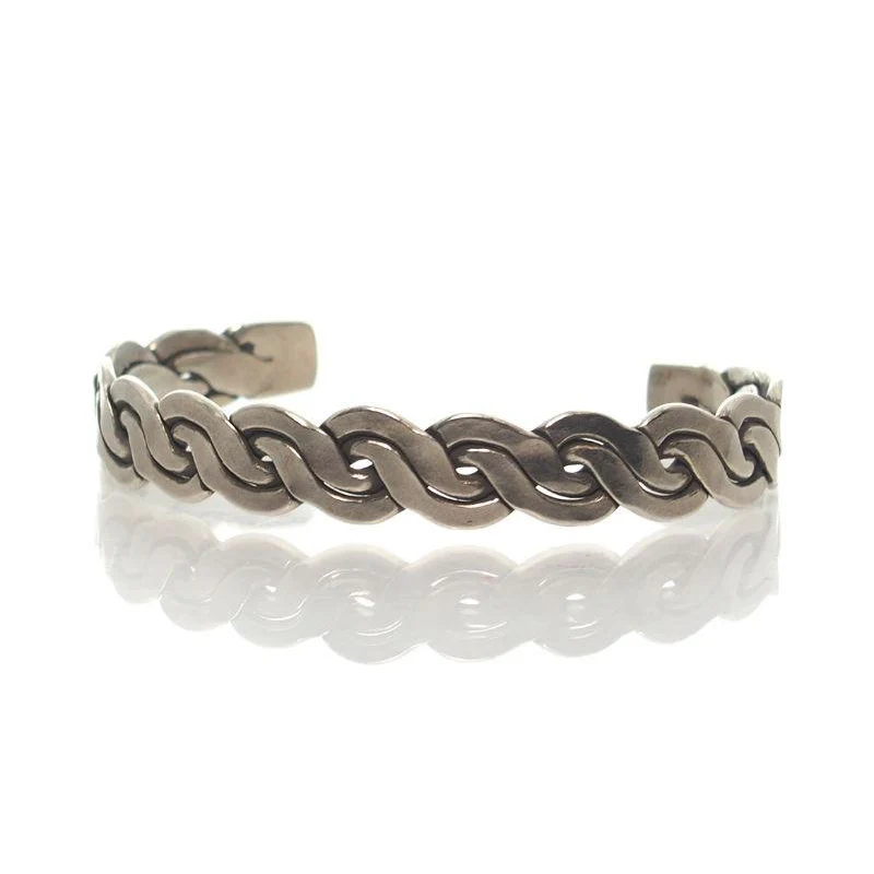 Hmong 95% Pure Silver Hand Finished Cuff Bracelet -3 - Image 2