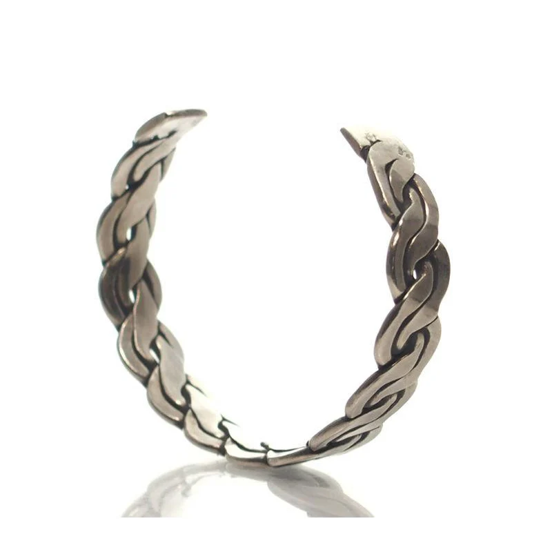 Hmong 95% Pure Silver Hand Finished Cuff Bracelet -3 - Image 6
