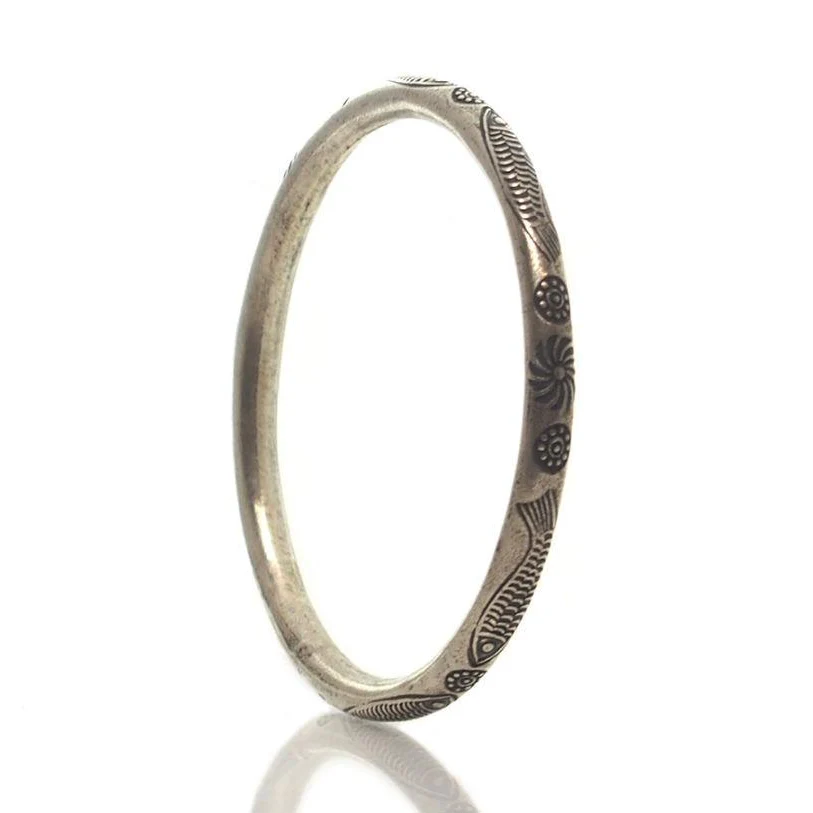Hmong 95% Pure Silver Hand Finished Cuff Bracelet -5 - Image 3