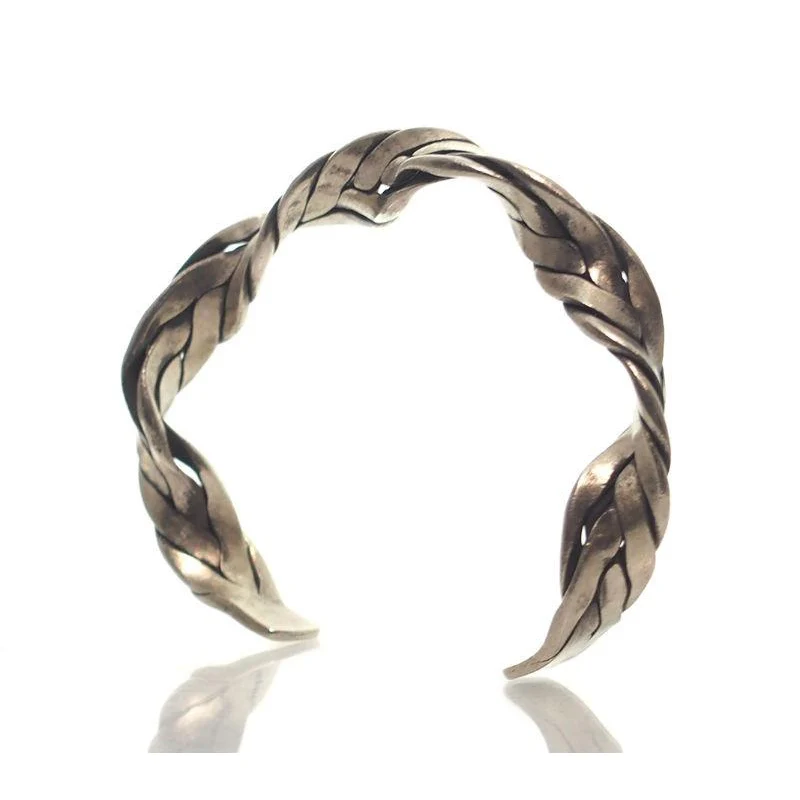 Hmong 95% Pure Silver Hand Finished Cuff Bracelet - 8 - Image 2