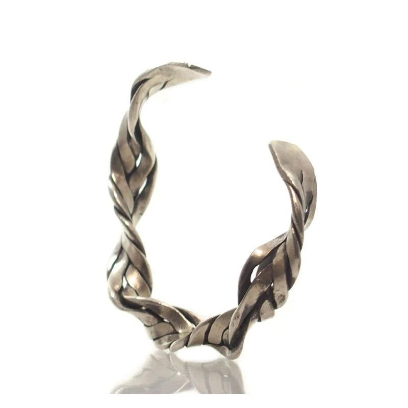 Hmong 95% Pure Silver Hand Finished Cuff Bracelet - 8 - Image 3