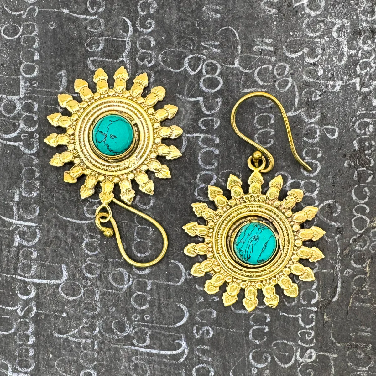 Howlite All The Suns Rays Brass Earrings - Image 3