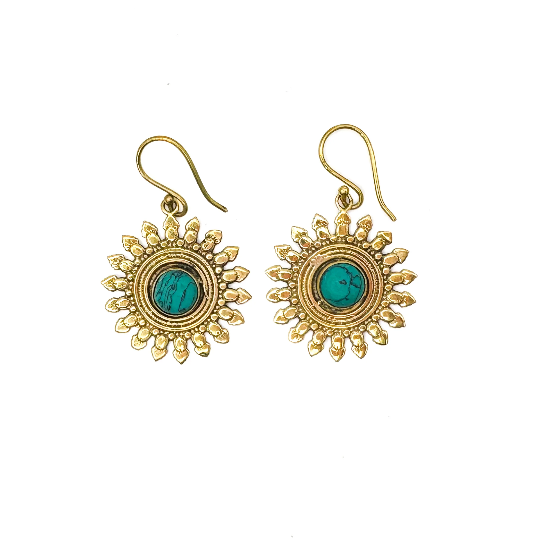 Howlite All The Suns Rays Brass Earrings - Image 4