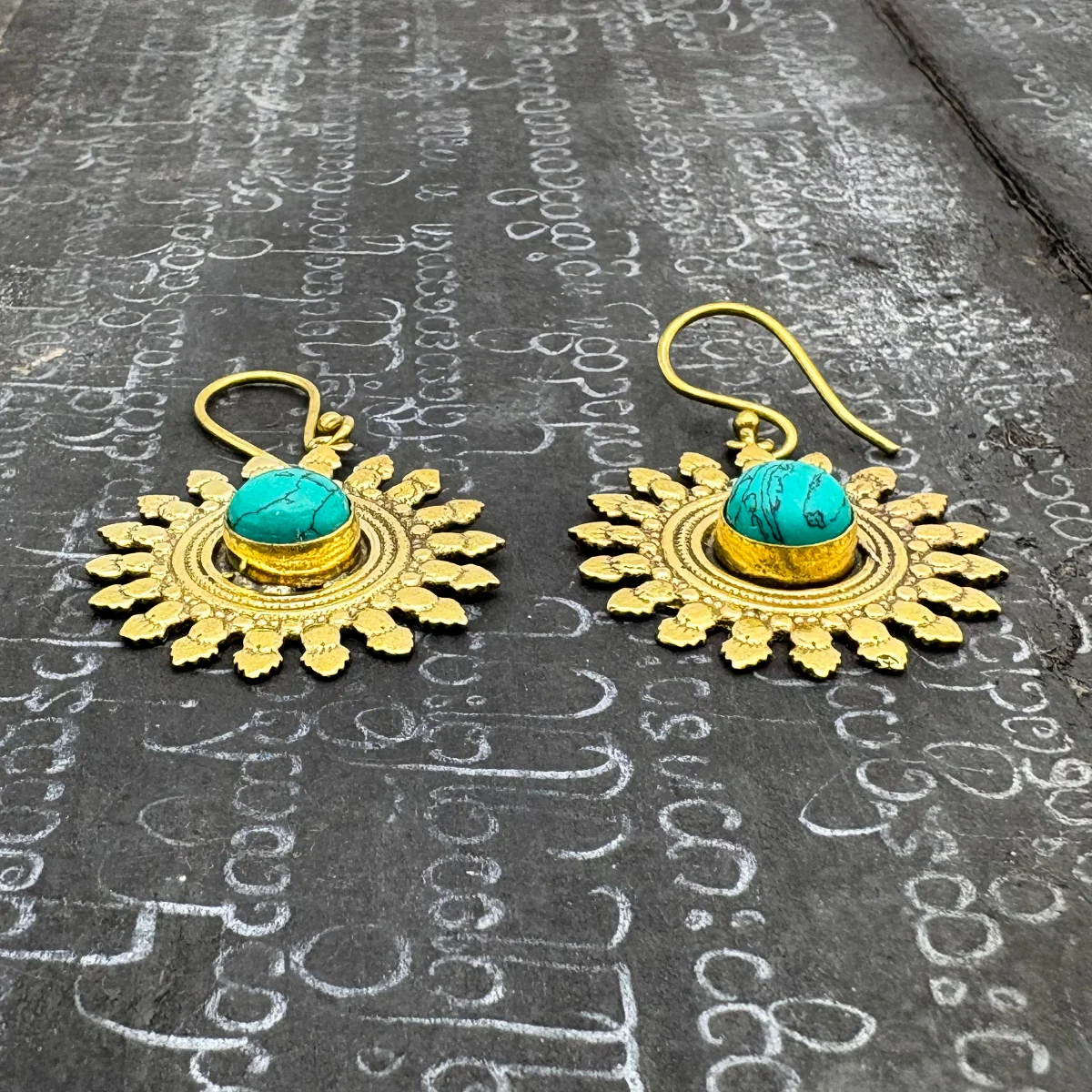 Howlite All The Suns Rays Brass Earrings - Image 5