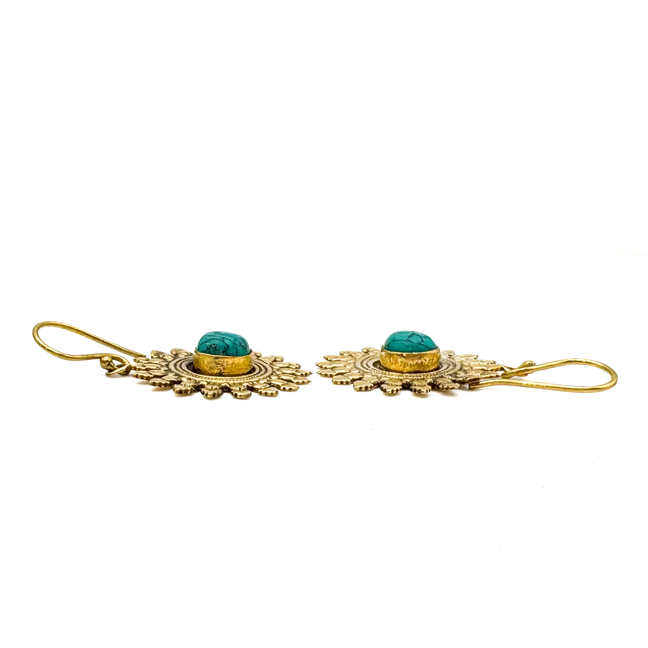 Howlite All The Suns Rays Brass Earrings - Image 6
