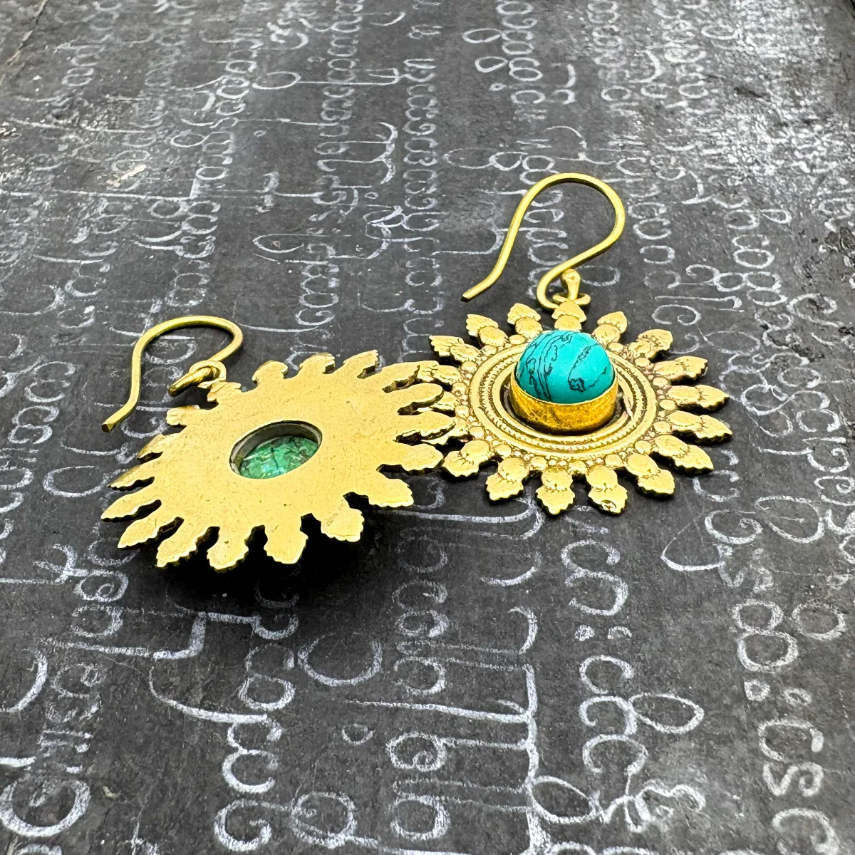 Howlite All The Suns Rays Brass Earrings - Image 7