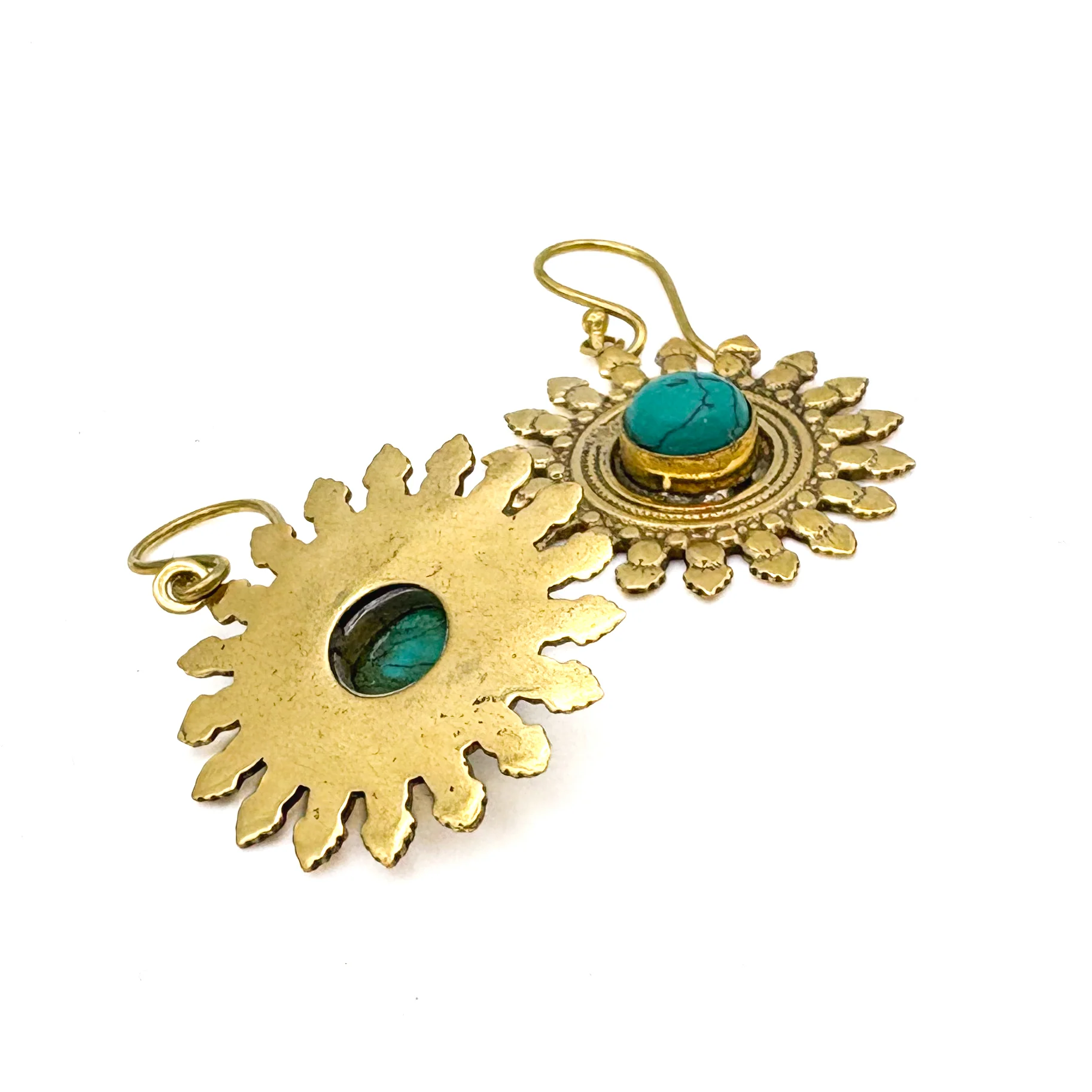 Howlite All The Suns Rays Brass Earrings - Image 8