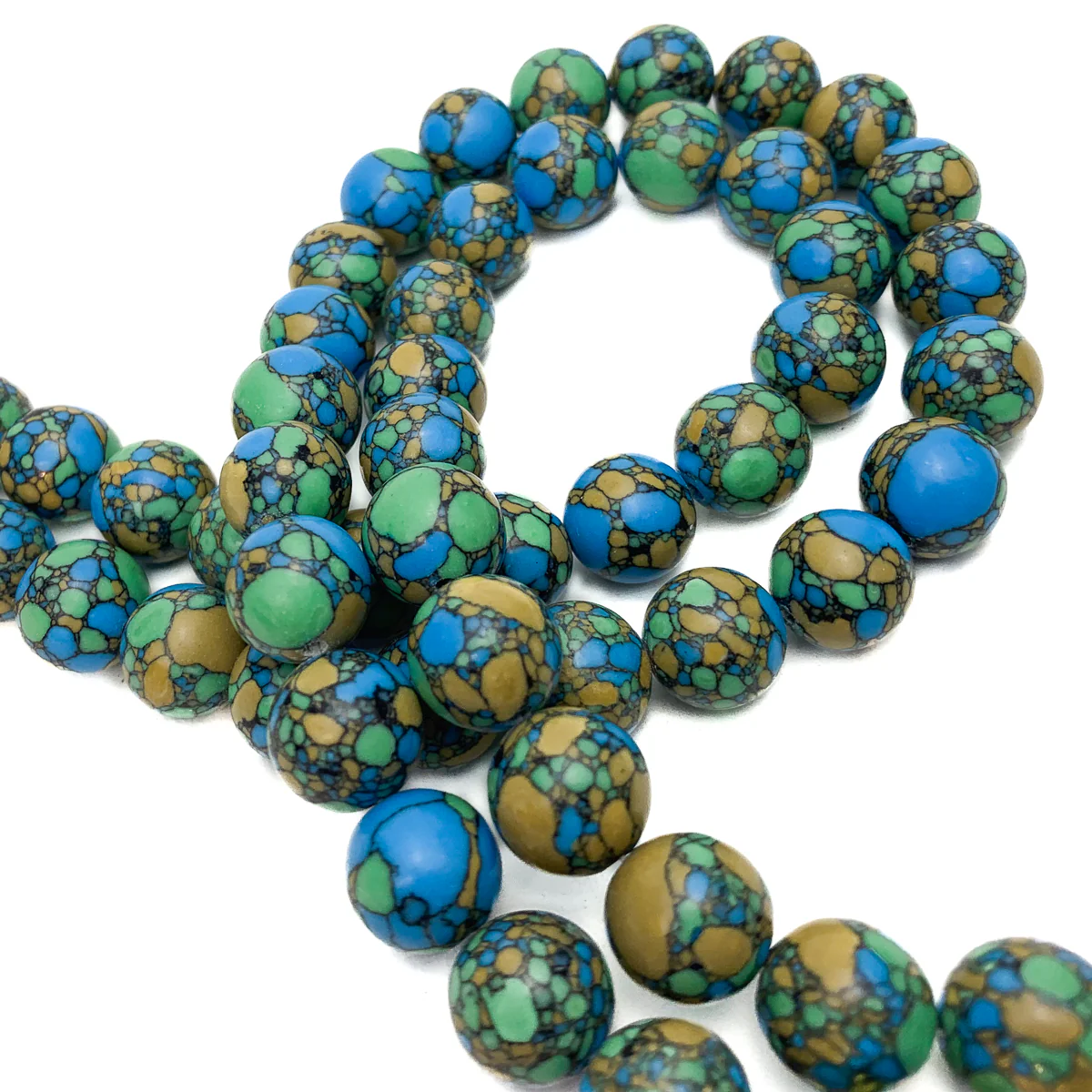 Howlite Composite 12mm Smooth Rounds Bead Strand - Image 5