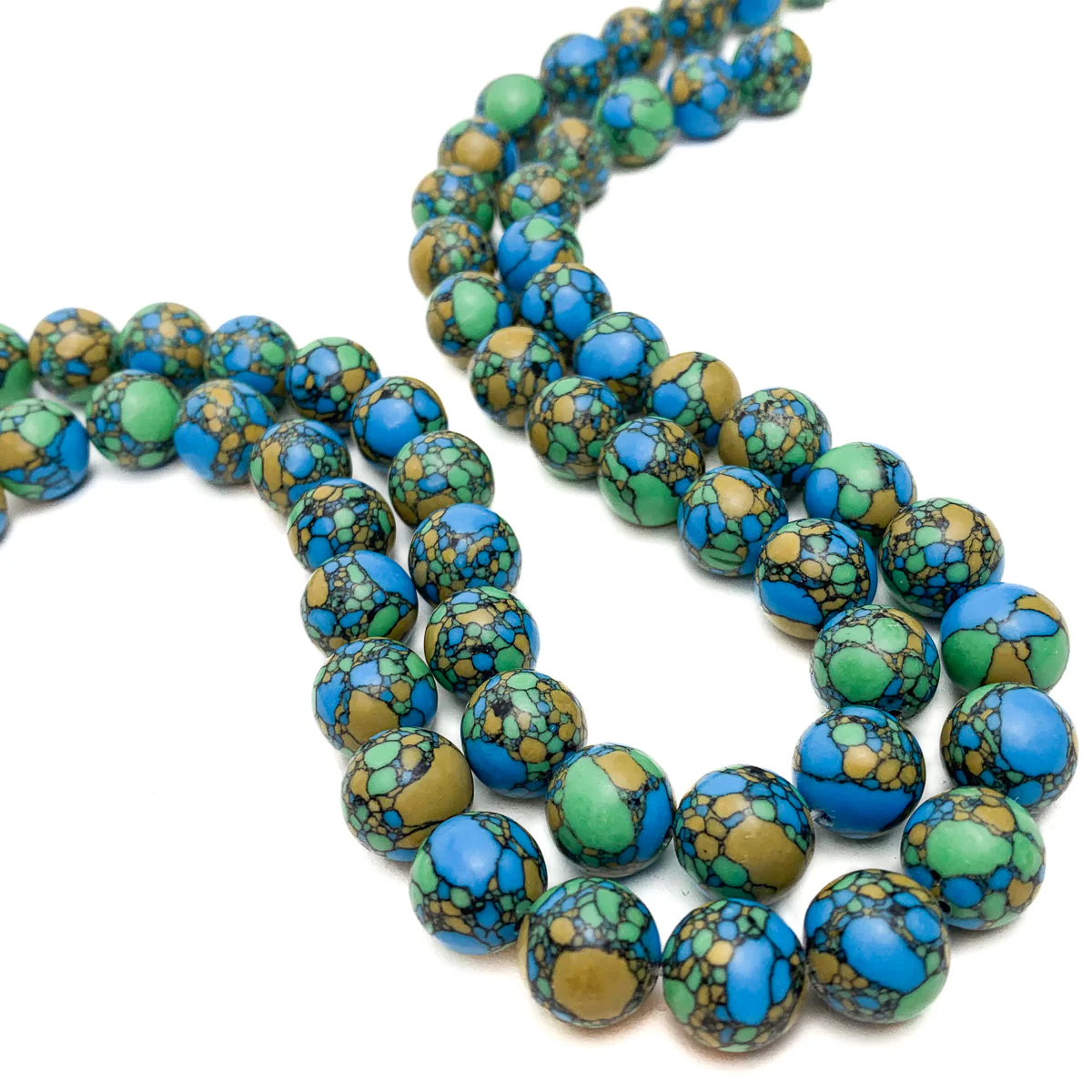 Howlite Composite 12mm Smooth Rounds Bead Strand - Image 6