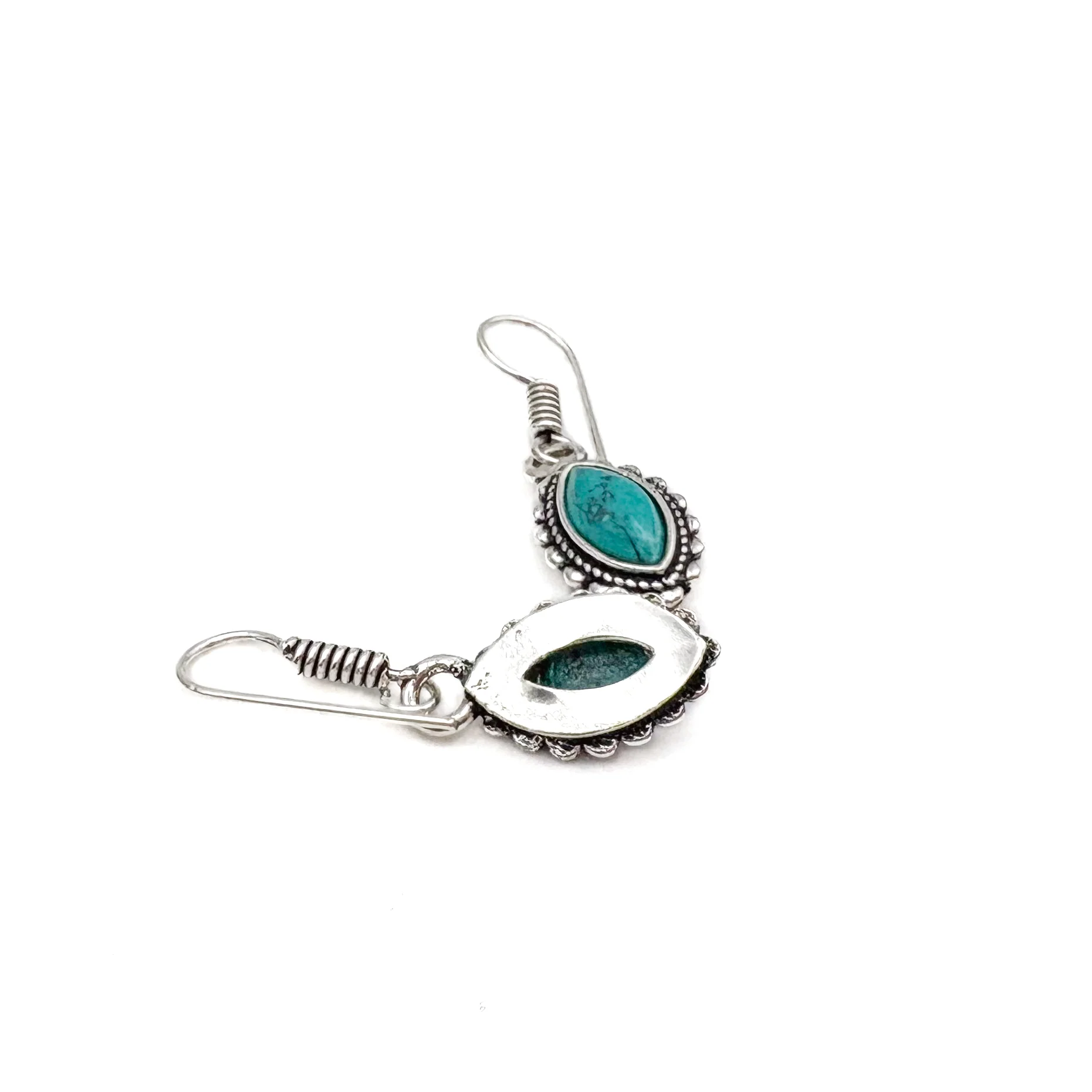 Howlite Dotted Leaf White Brass Earrings - Image 10