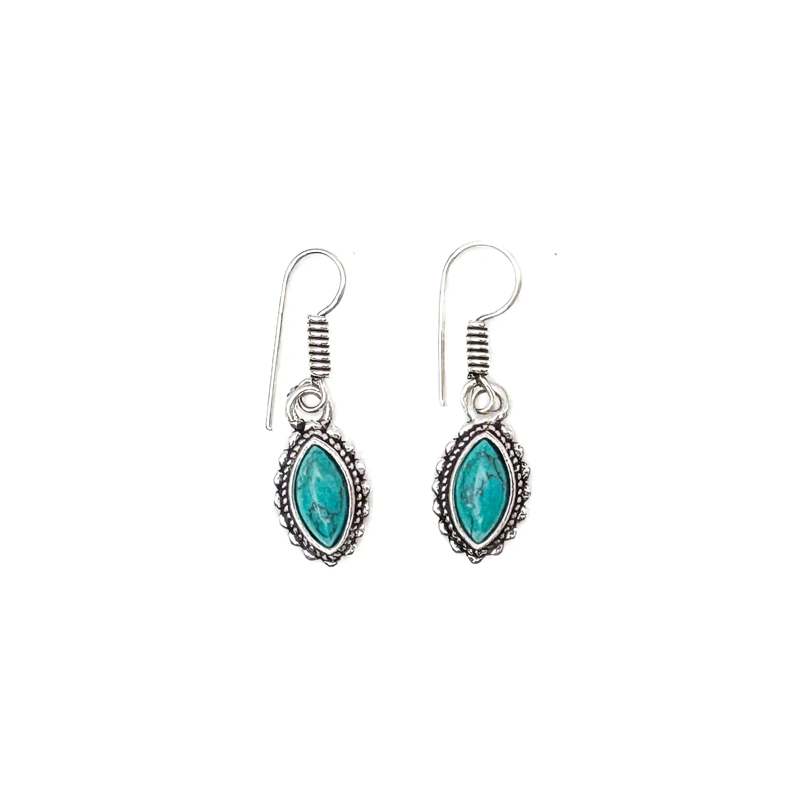 Howlite Dotted Leaf White Brass Earrings - Image 2