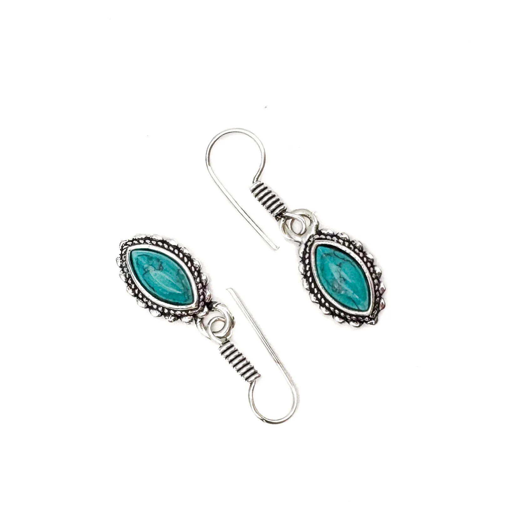 Howlite Dotted Leaf White Brass Earrings - Image 4