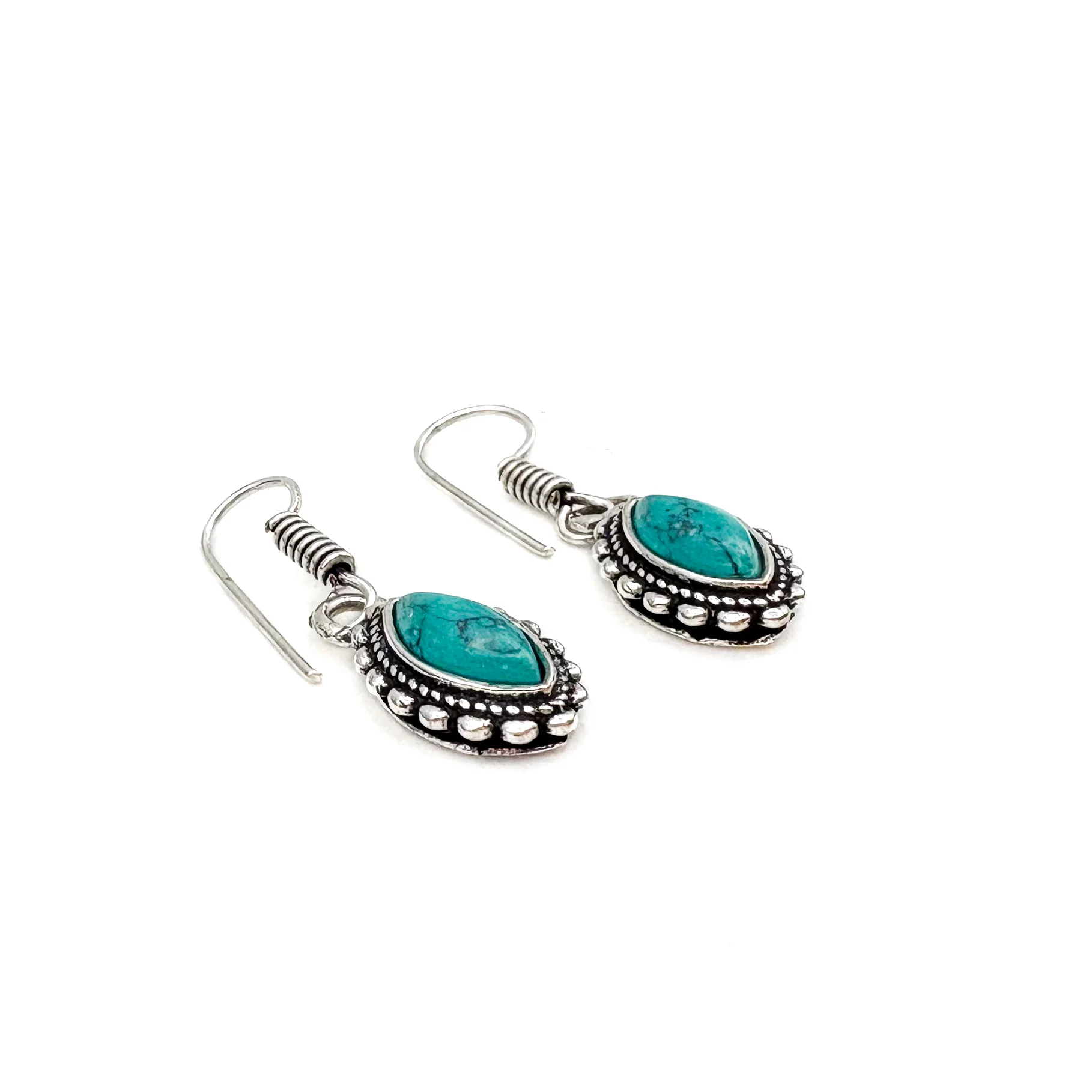 Howlite Dotted Leaf White Brass Earrings - Image 6