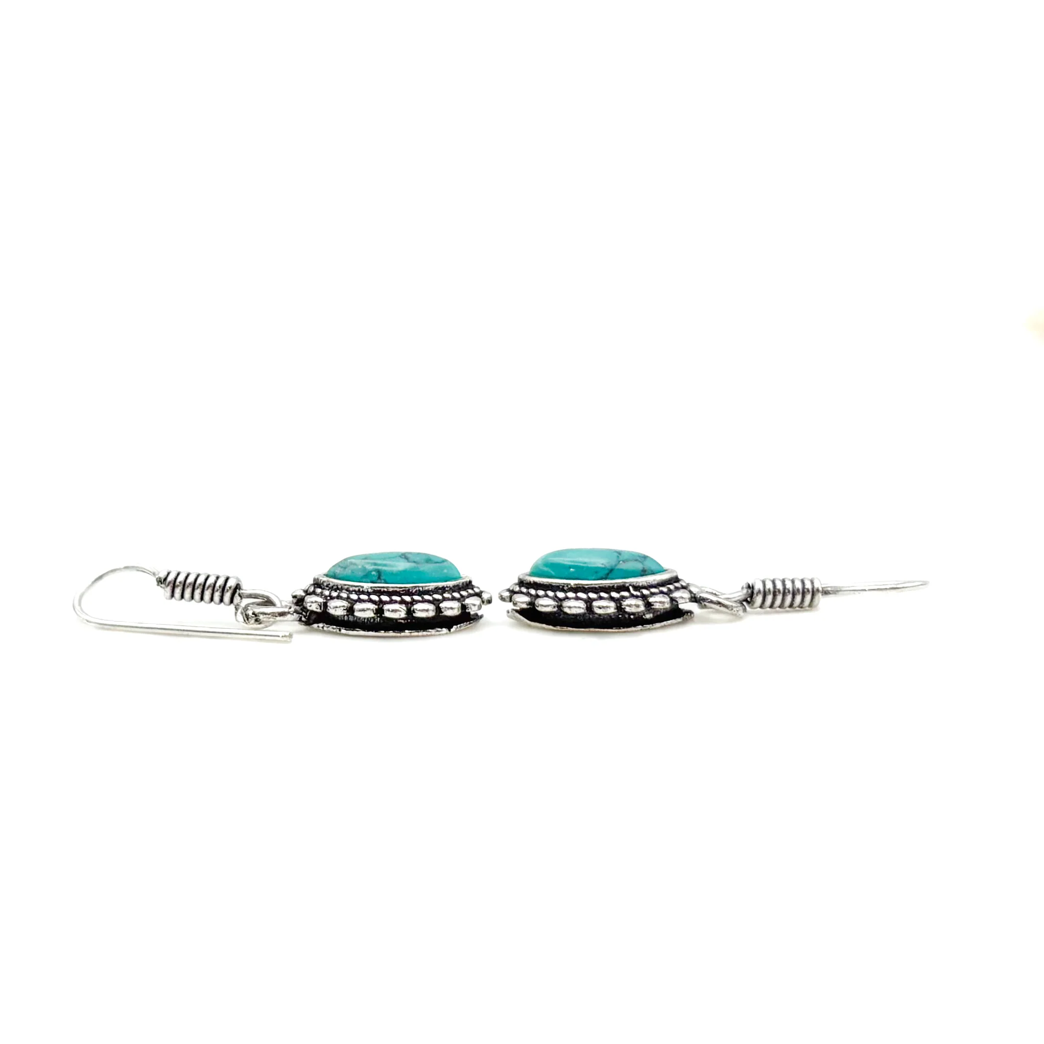 Howlite Dotted Leaf White Brass Earrings - Image 8
