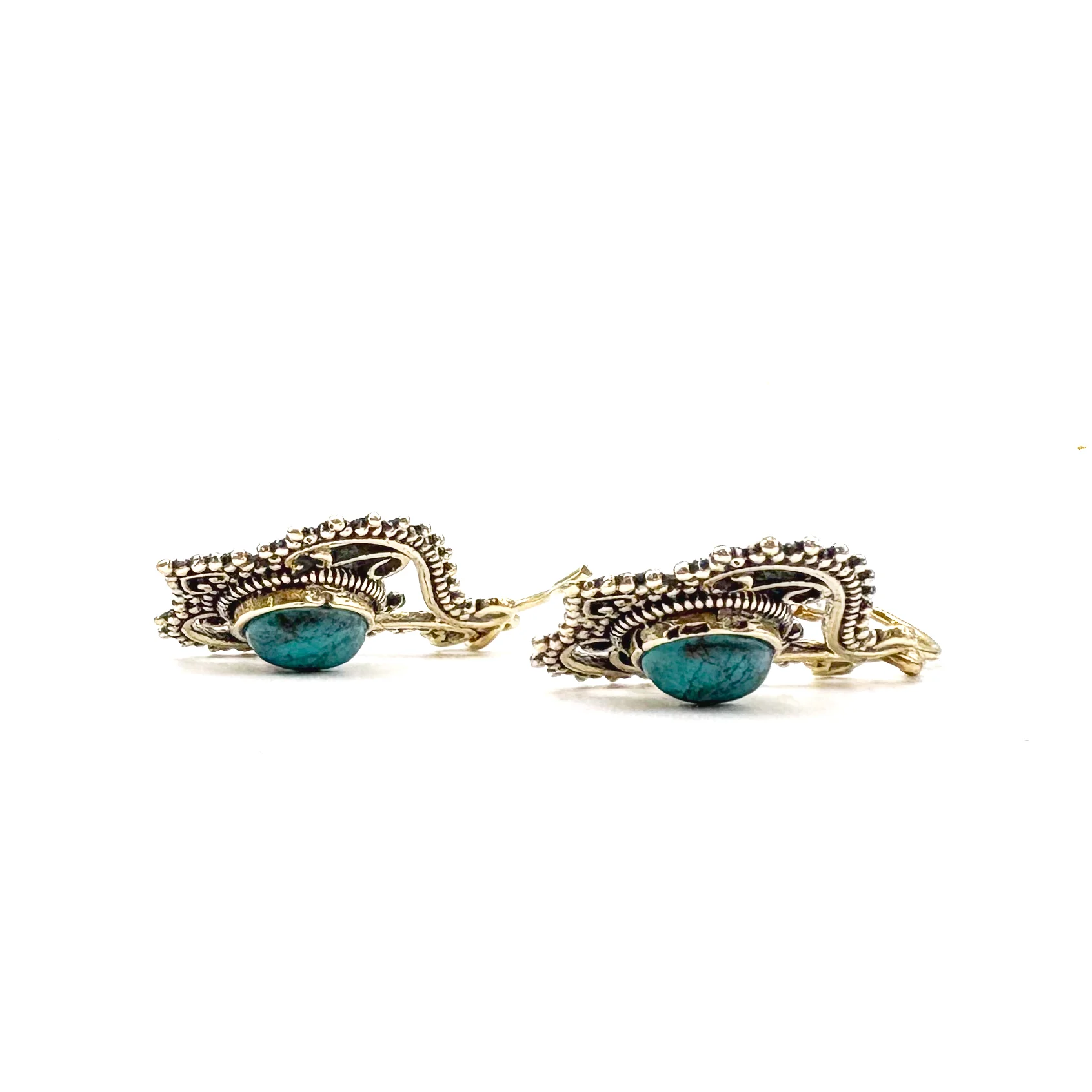 Howlite Heart Doily Lace Brass Earrings - Image 10