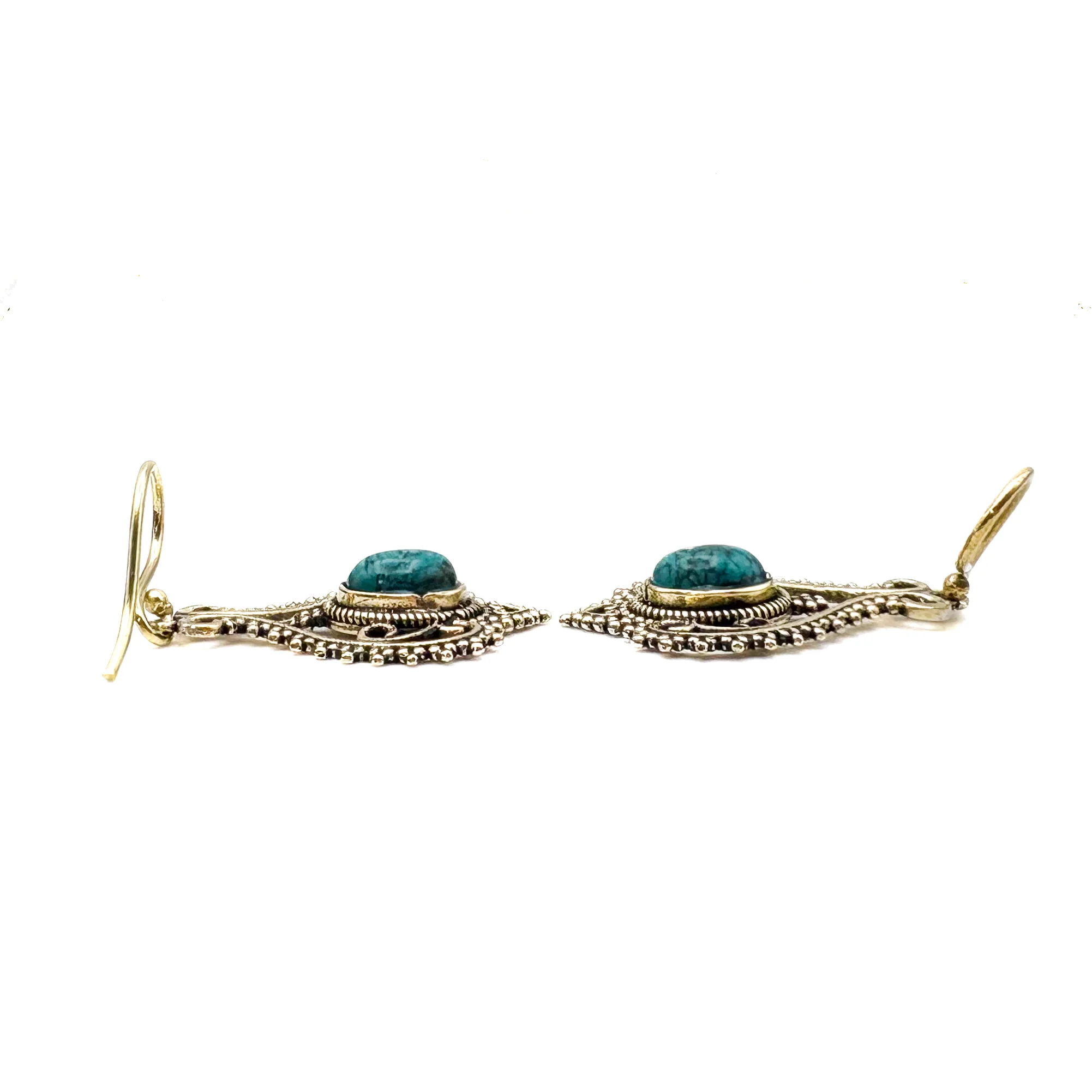 Howlite Heart Doily Lace Brass Earrings - Image 8