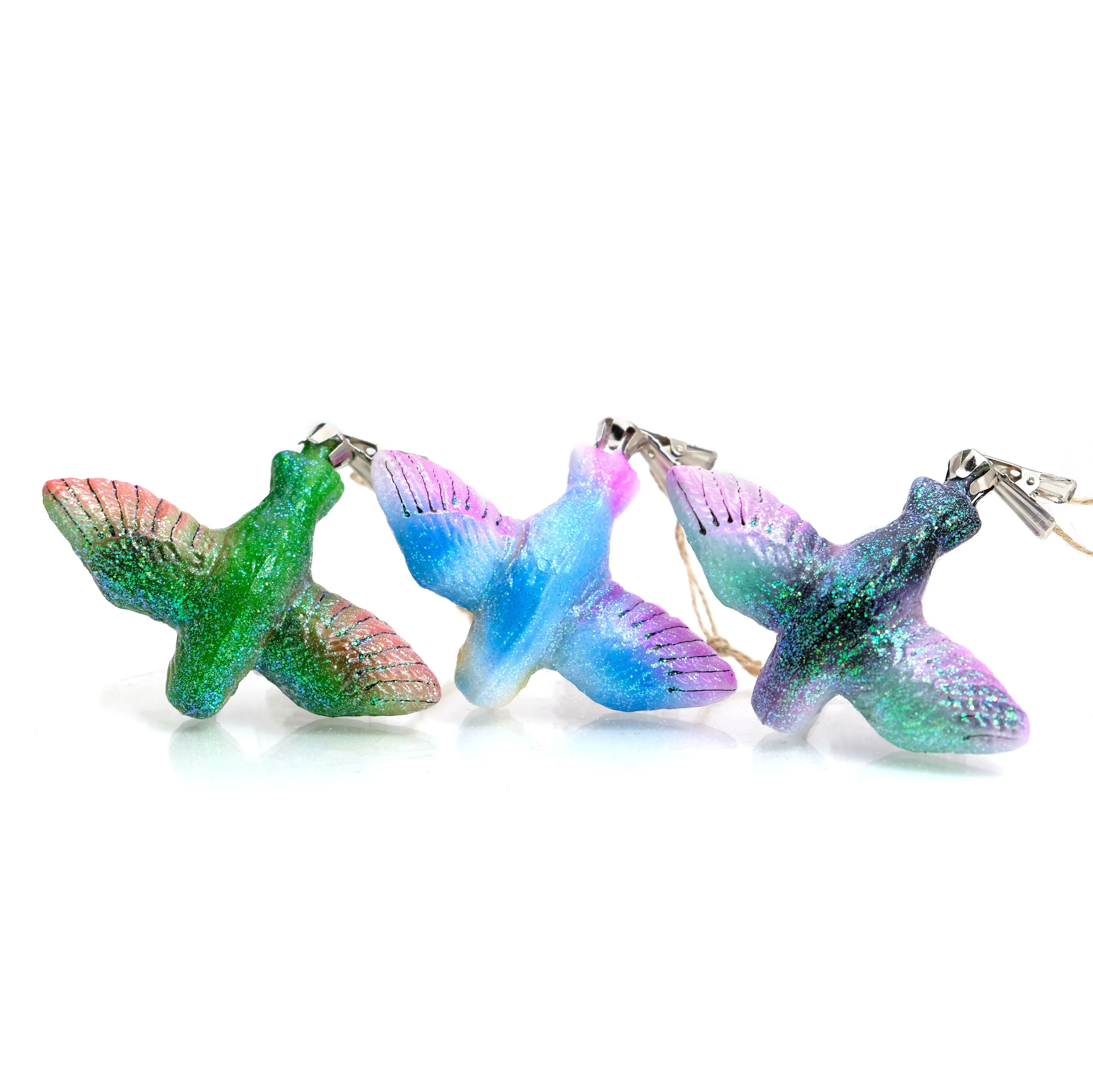 Hummingbird Clip On Glass Ornament - Image 2