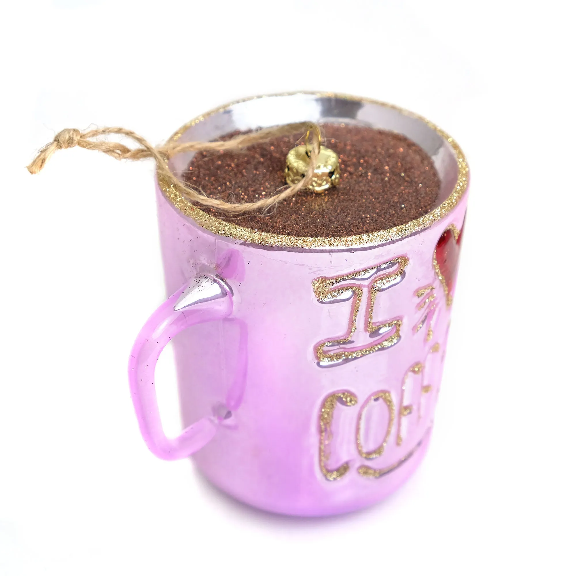 I Love Coffee Glass Ornament - Image 3