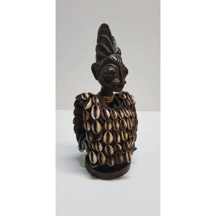 Yoruba Ibedji Twin Figure with Cowrie Vest, Nigeria #302 - Image 2