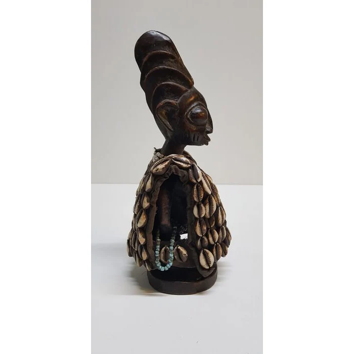 Yoruba Ibedji Twin Figure with Cowrie Vest, Nigeria #302 - Image 6