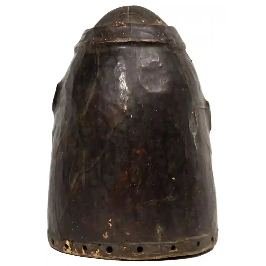 Igala Leather Covered Wood Helmet Mask, Nigeria #384 PROVENANCE - Image 2