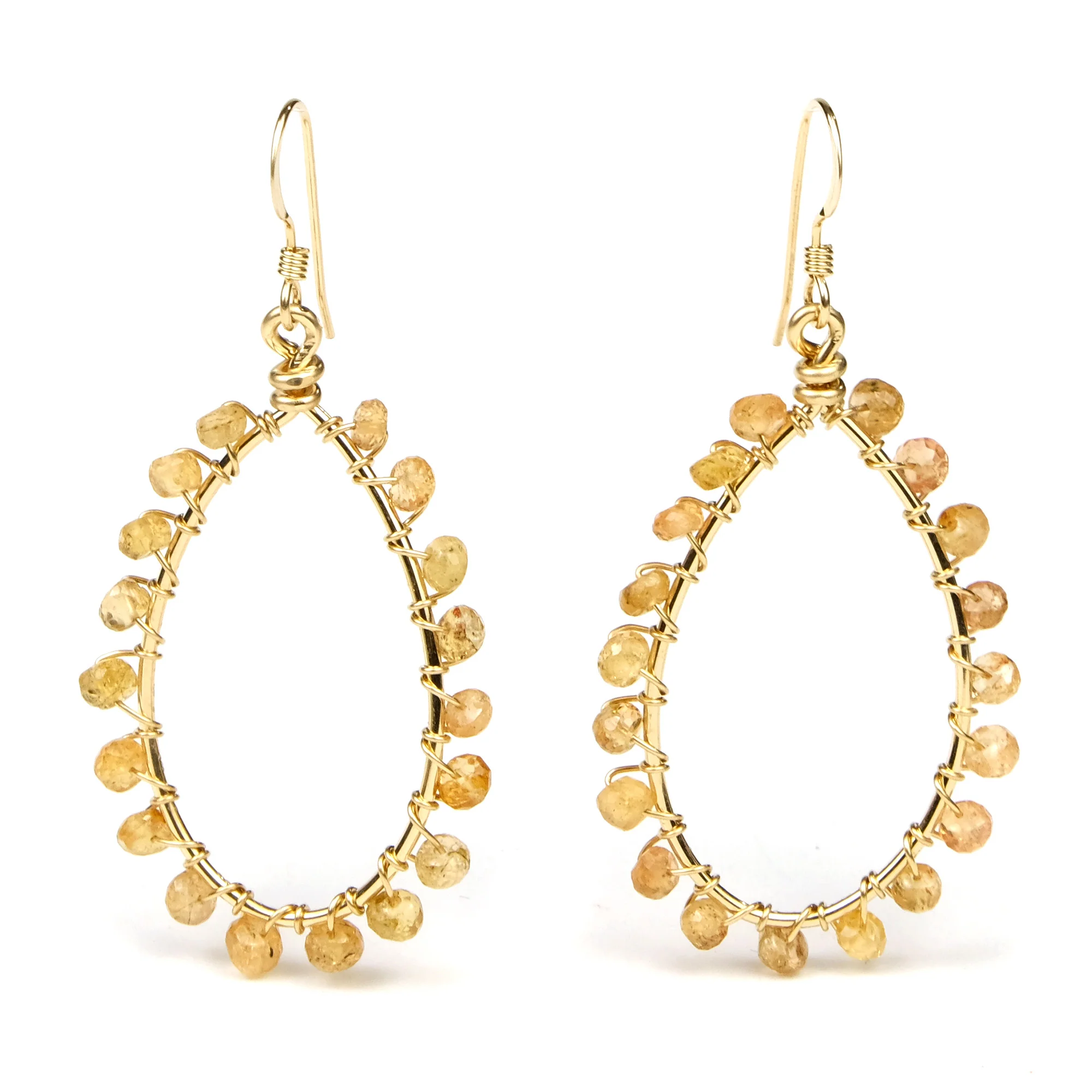 Imperial Golden Topaz 4mm Faceted Rondelle Oval Hoop Earrings with Gold Filled French Earwires - Image 2