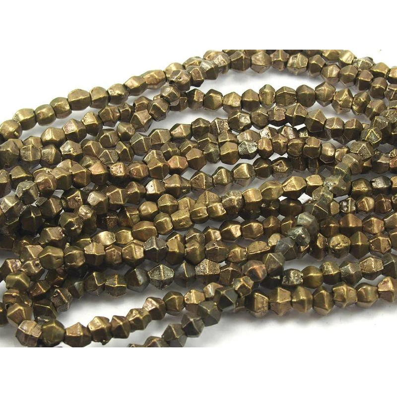 Indian Antique Hexagonal Brass Bicones Small Bead Strand / Necklace - Image 3