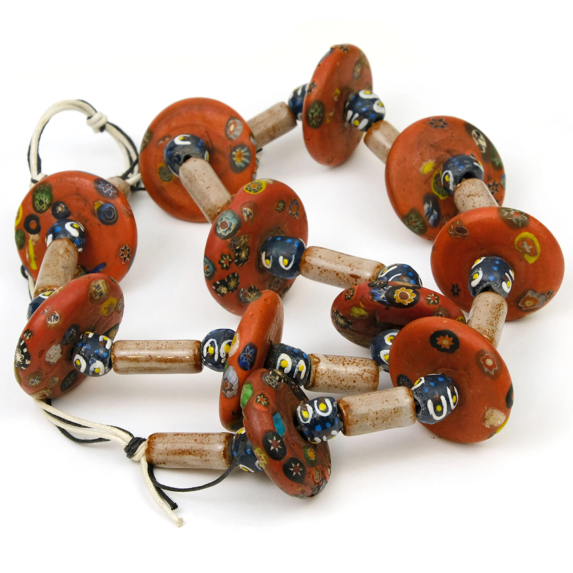 Indian "End of the Day" Glass Disc Bead Necklace - Image 3