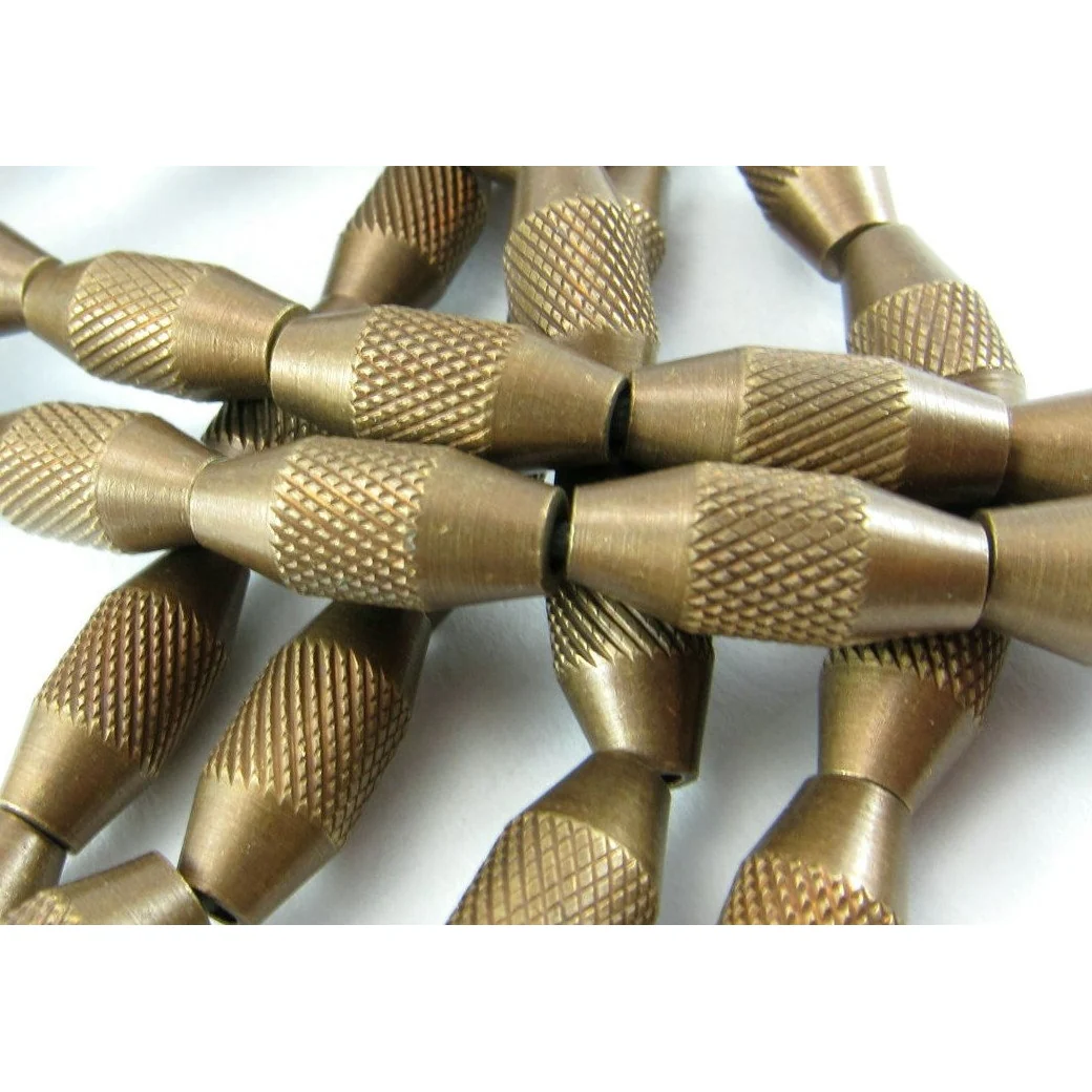 Industrial Cross-Hatched Brass Bead Strand - Image 2