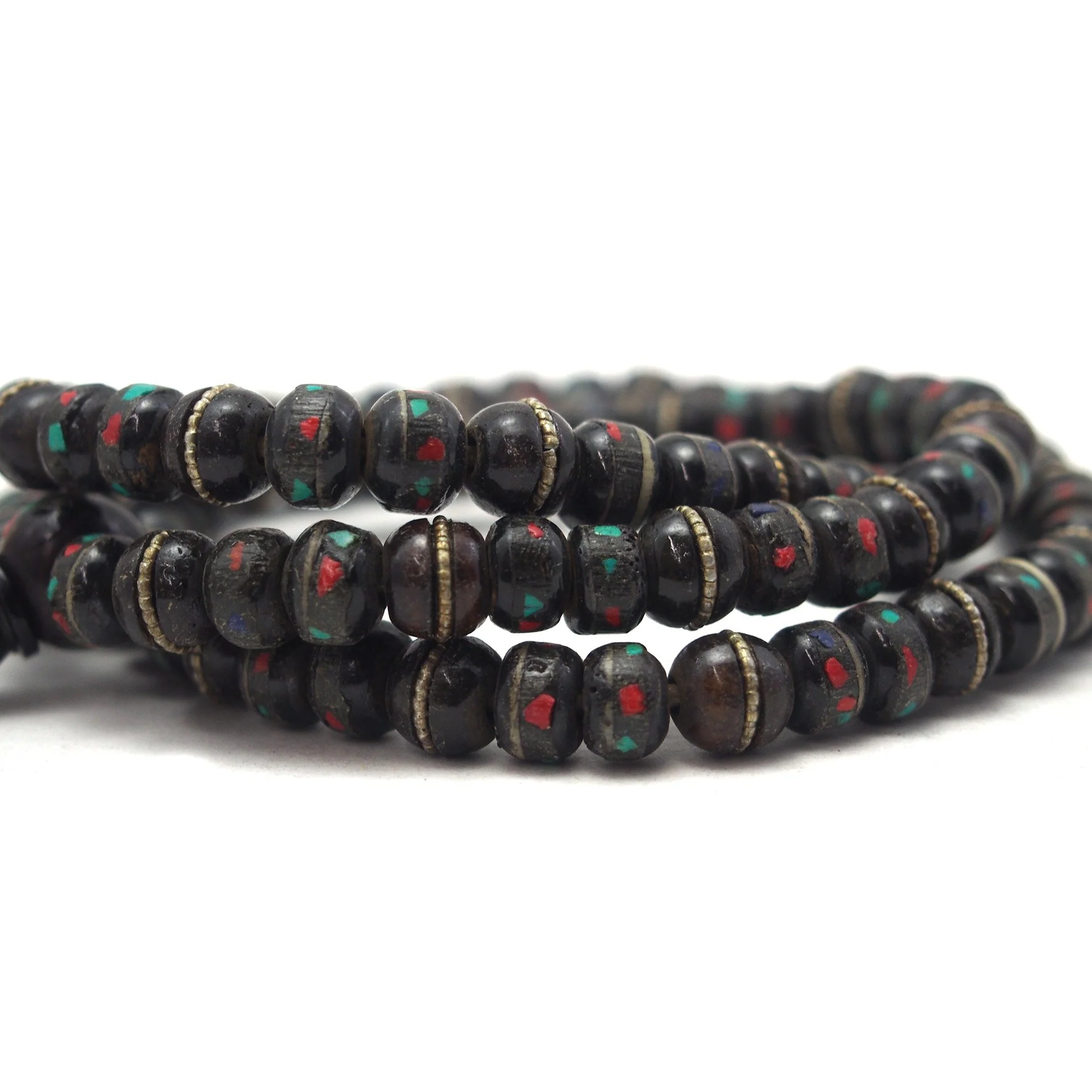Inlaid Yak Bone Mala 8mm - Image 3