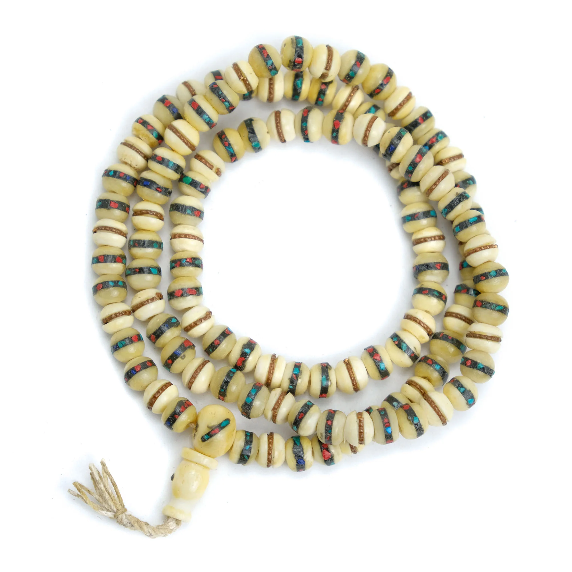 Inlaid Yak Bone Mala 8mm - Image 3