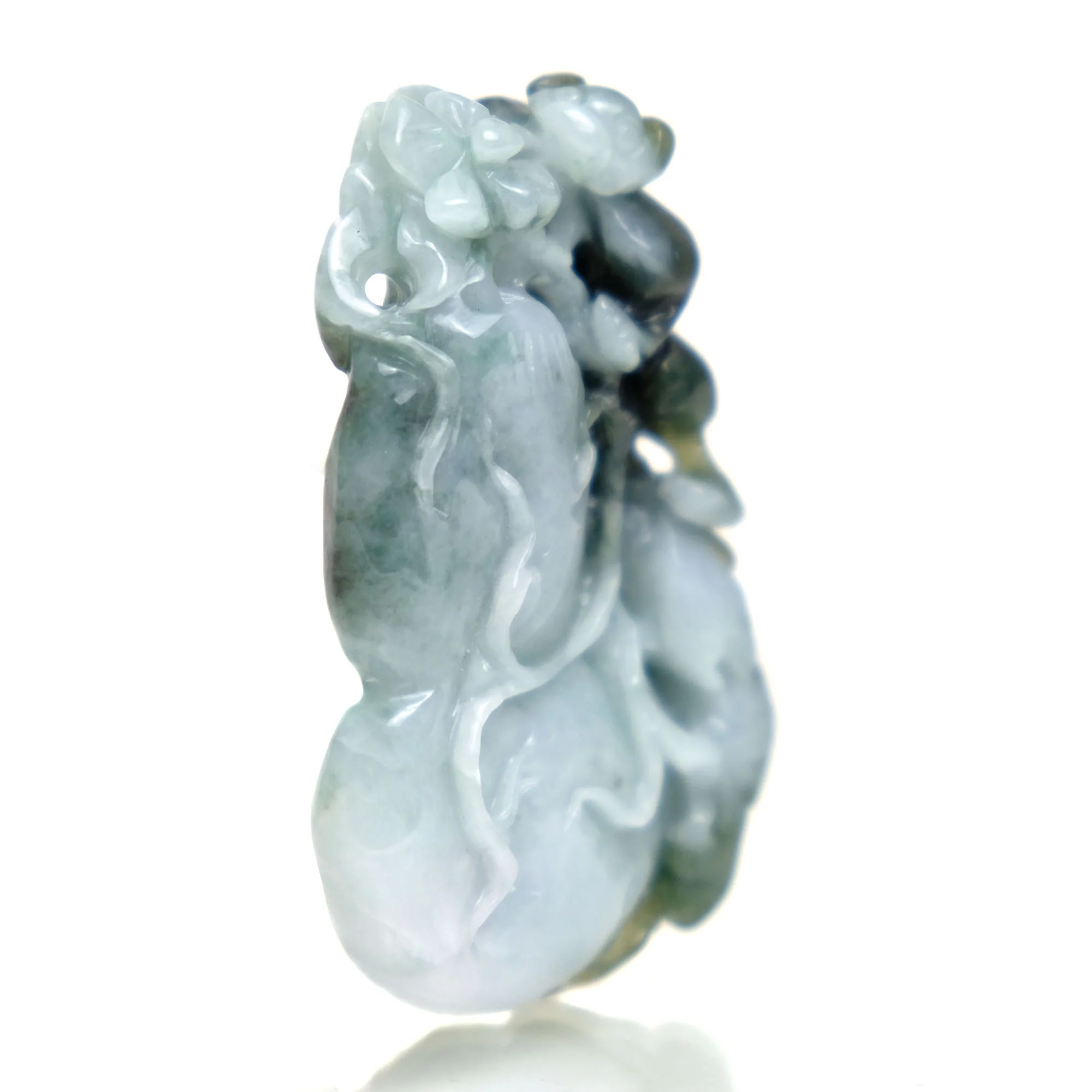 Jade Fine Nephrite Medicine Gourd Pendant with Guardian Animal #4 - Image 2