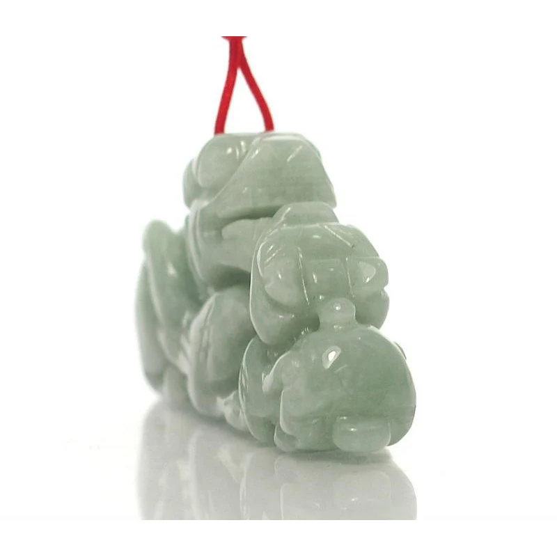 Jade Foo Dog Mother and Child Pendant- Large - Image 2