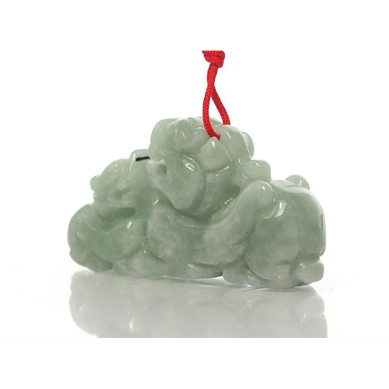 Jade Foo Dog Mother and Child Pendant- Large - Image 4
