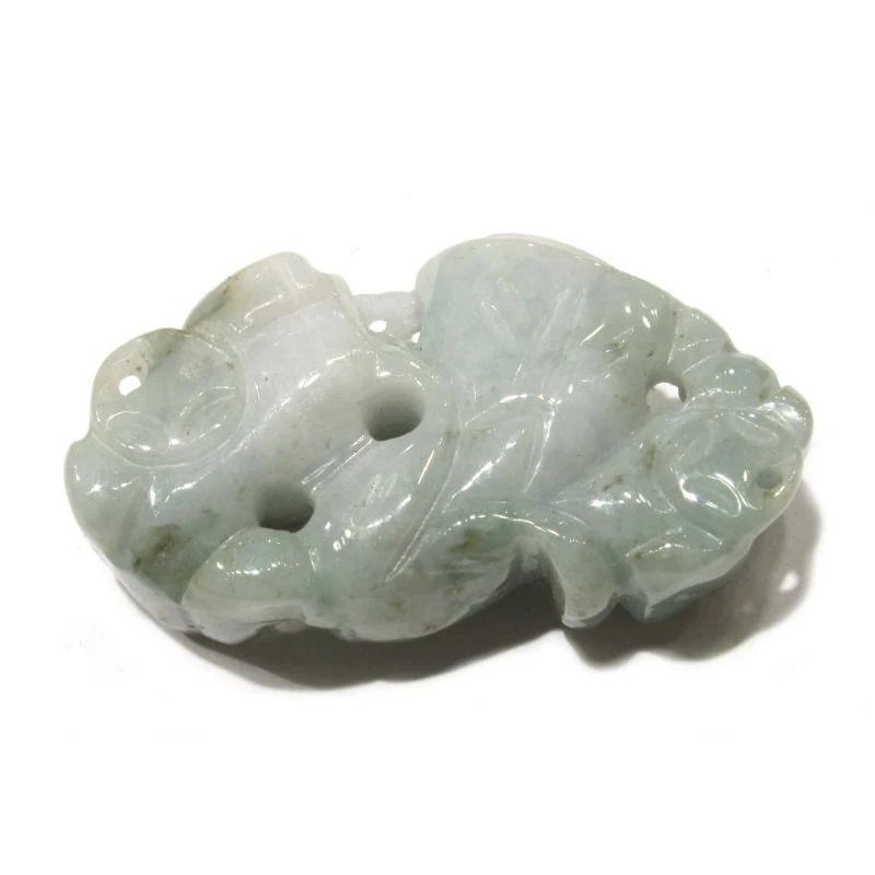 Jade Foo Dog Mother and Child with Corn Pendant - Image 3