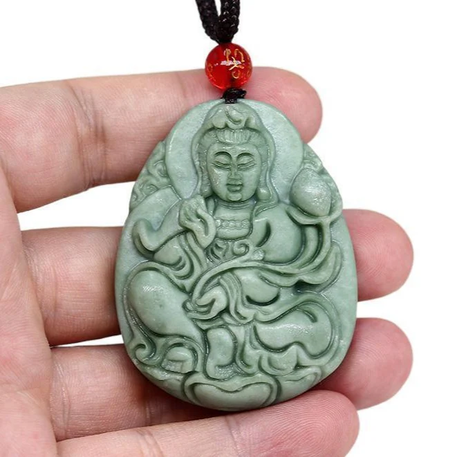 Jade Kwan Yin Pendant Necklace - Image 4