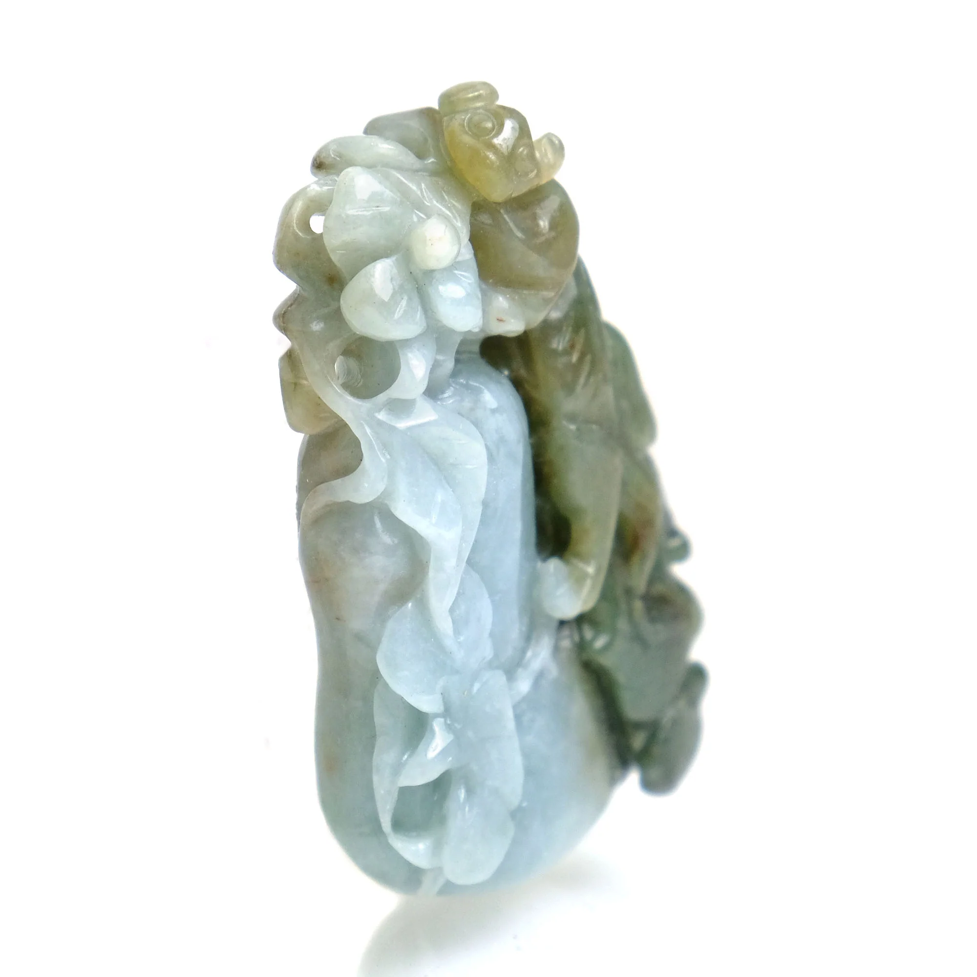 Jade Nephrite Medicine Gourd Pendant with Guardian Animal - Image 2