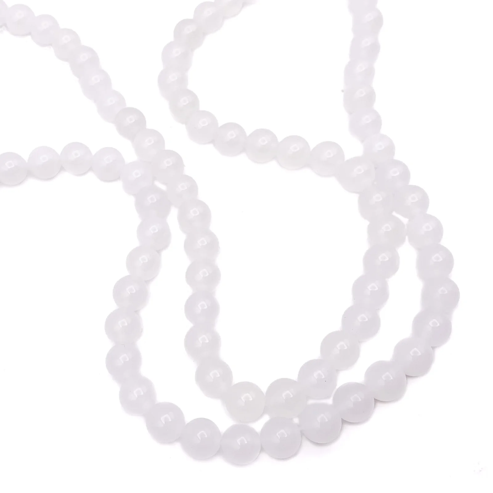 Jade White AAA 9mm Smooth Rounds Bead Strand - Image 5