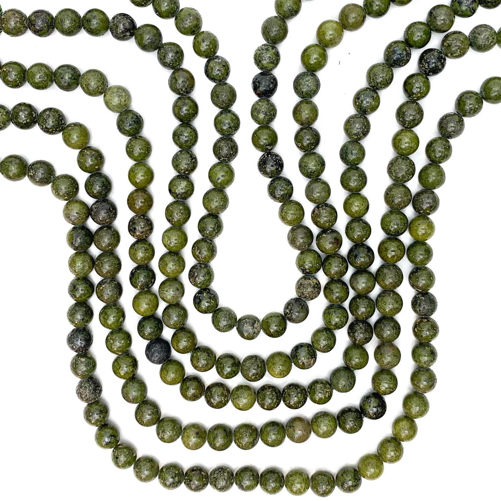 Jade with Pyrite 8mm Smooth Rounds Bead Strand - Image 3