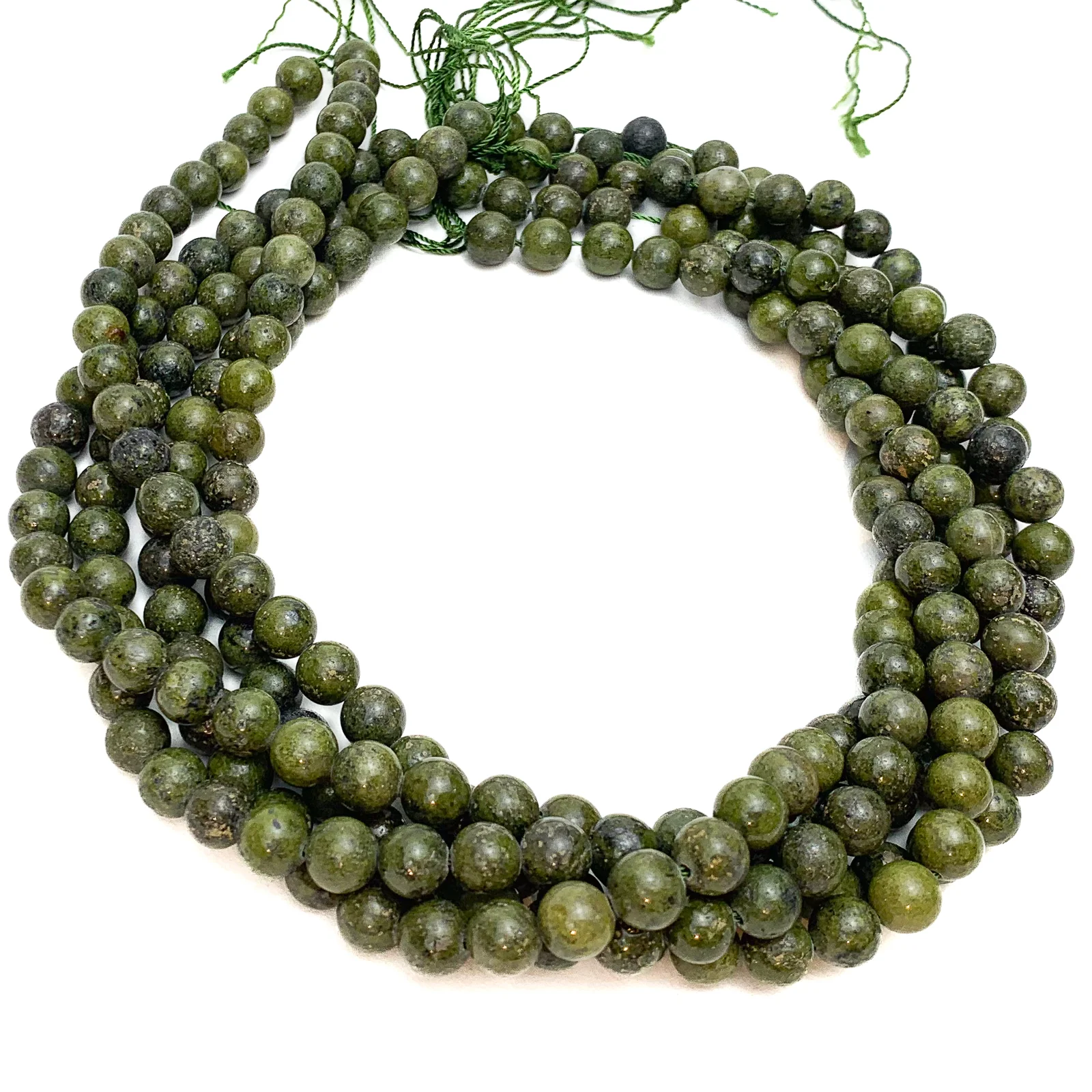 Jade with Pyrite 8mm Smooth Rounds Bead Strand - Image 4